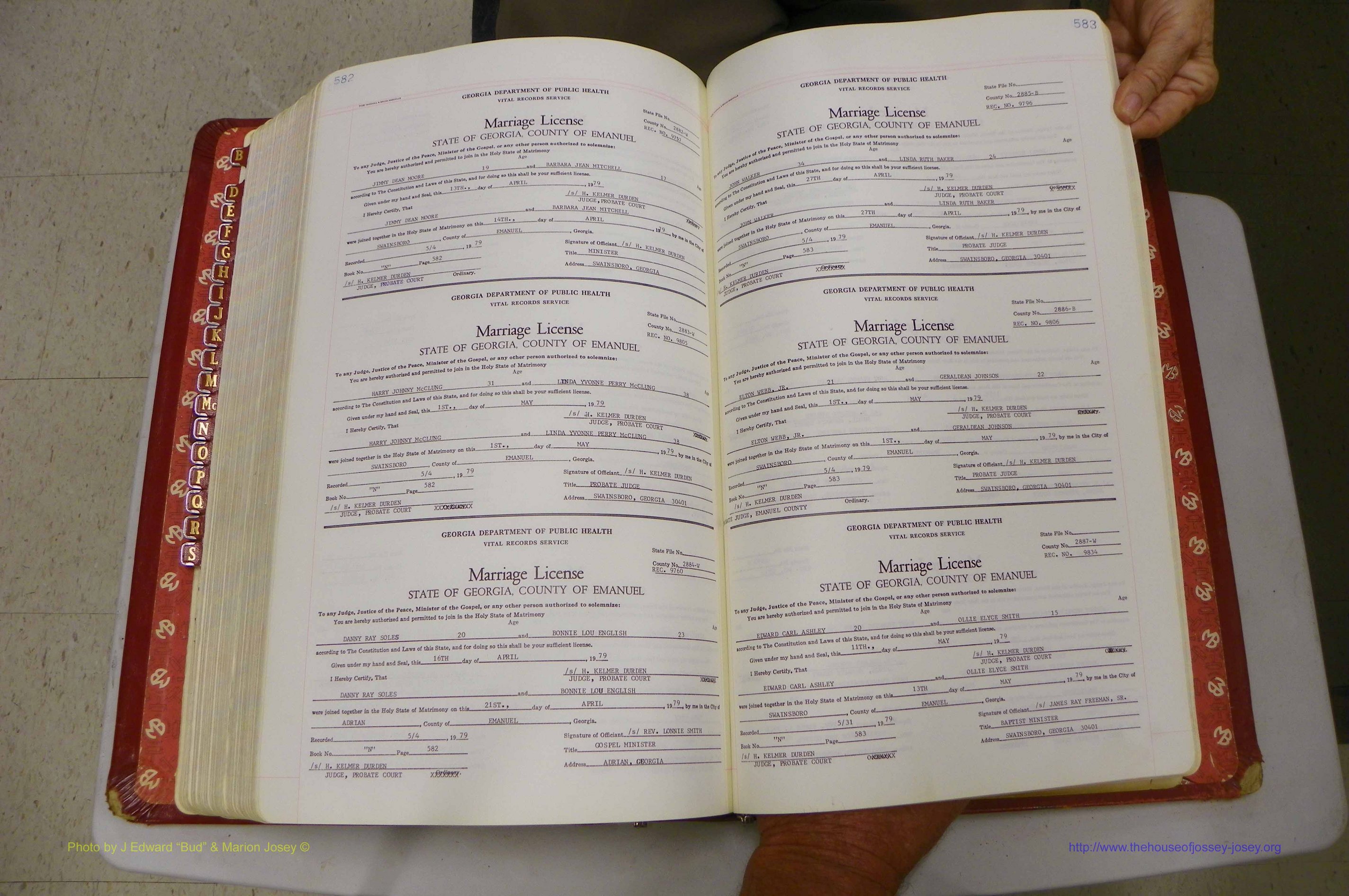 Emanuel Co, GA, Marriages Book N, 1971 - 1979, P 582-583.JPG