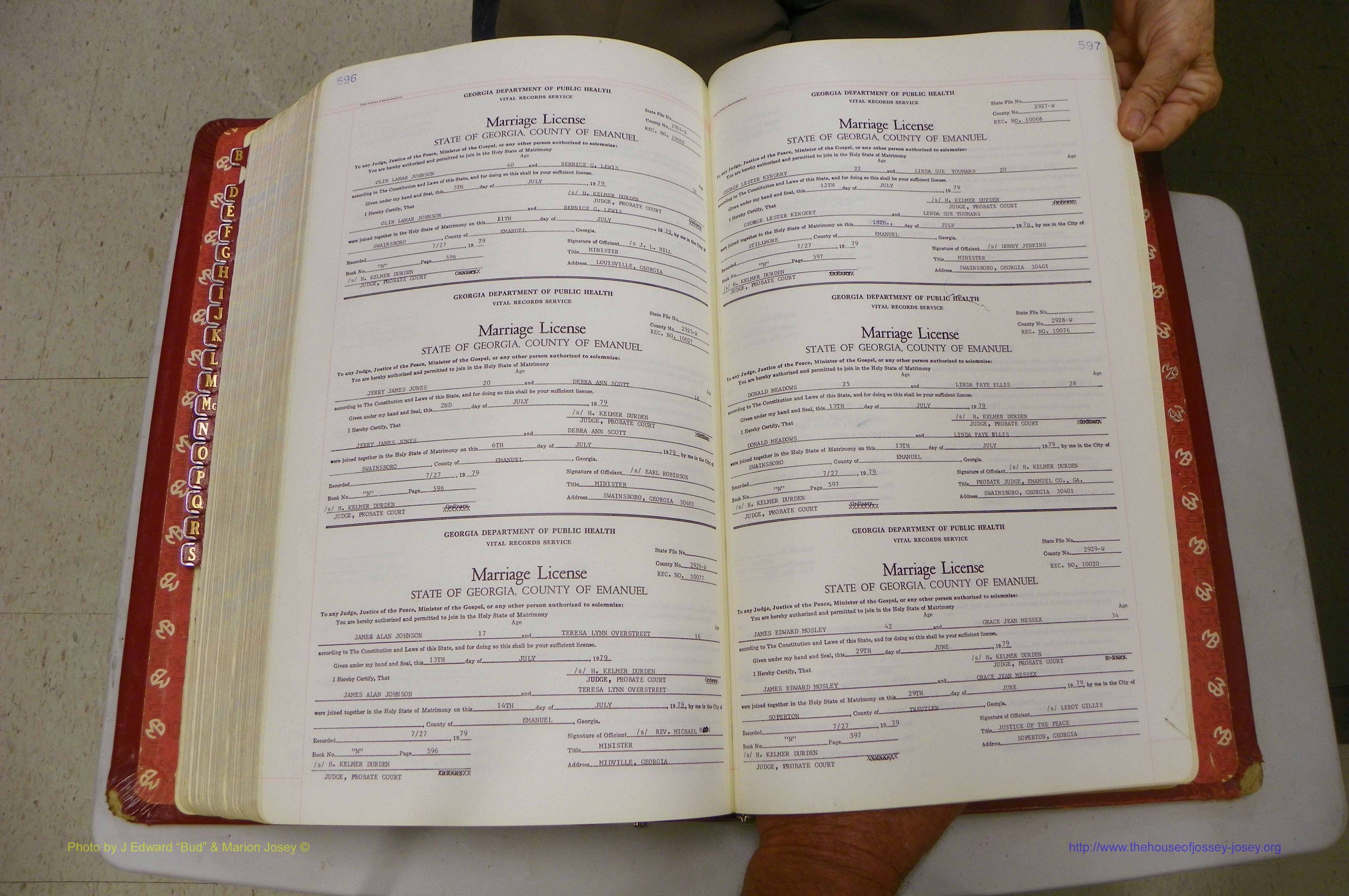 Emanuel Co, GA, Marriages Book N, 1971 - 1979, P 596-597.JPG