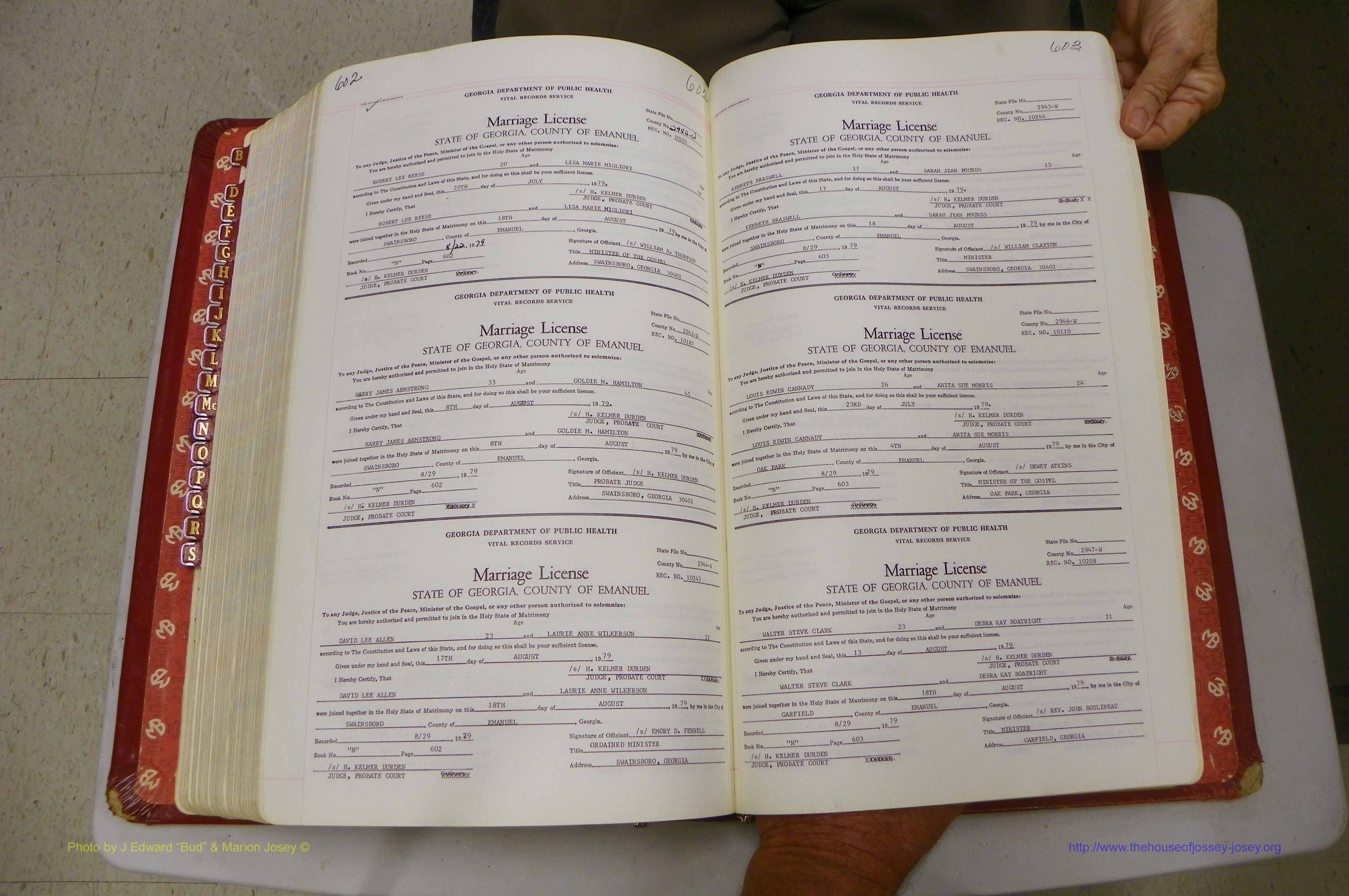 Emanuel Co, GA, Marriages Book N, 1971 - 1979, P 602-603.JPG