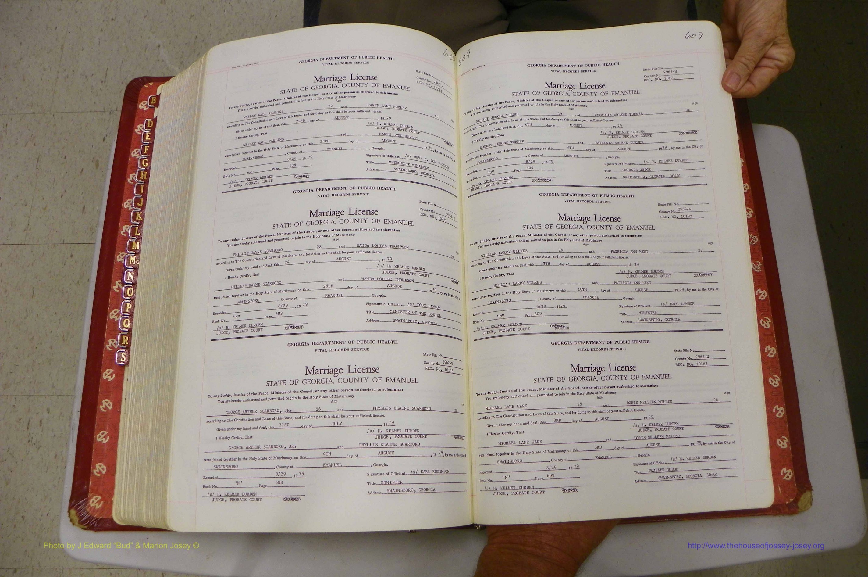 Emanuel Co, GA, Marriages Book N, 1971 - 1979, P 608-609.JPG