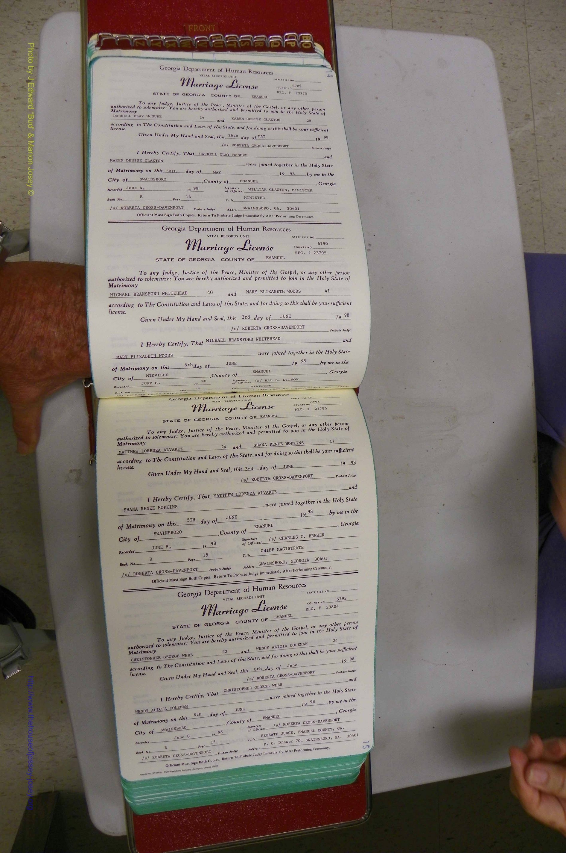 Emanuel Co, GA, Marriages Book R, 1898 - 2003, P 014-015.JPG