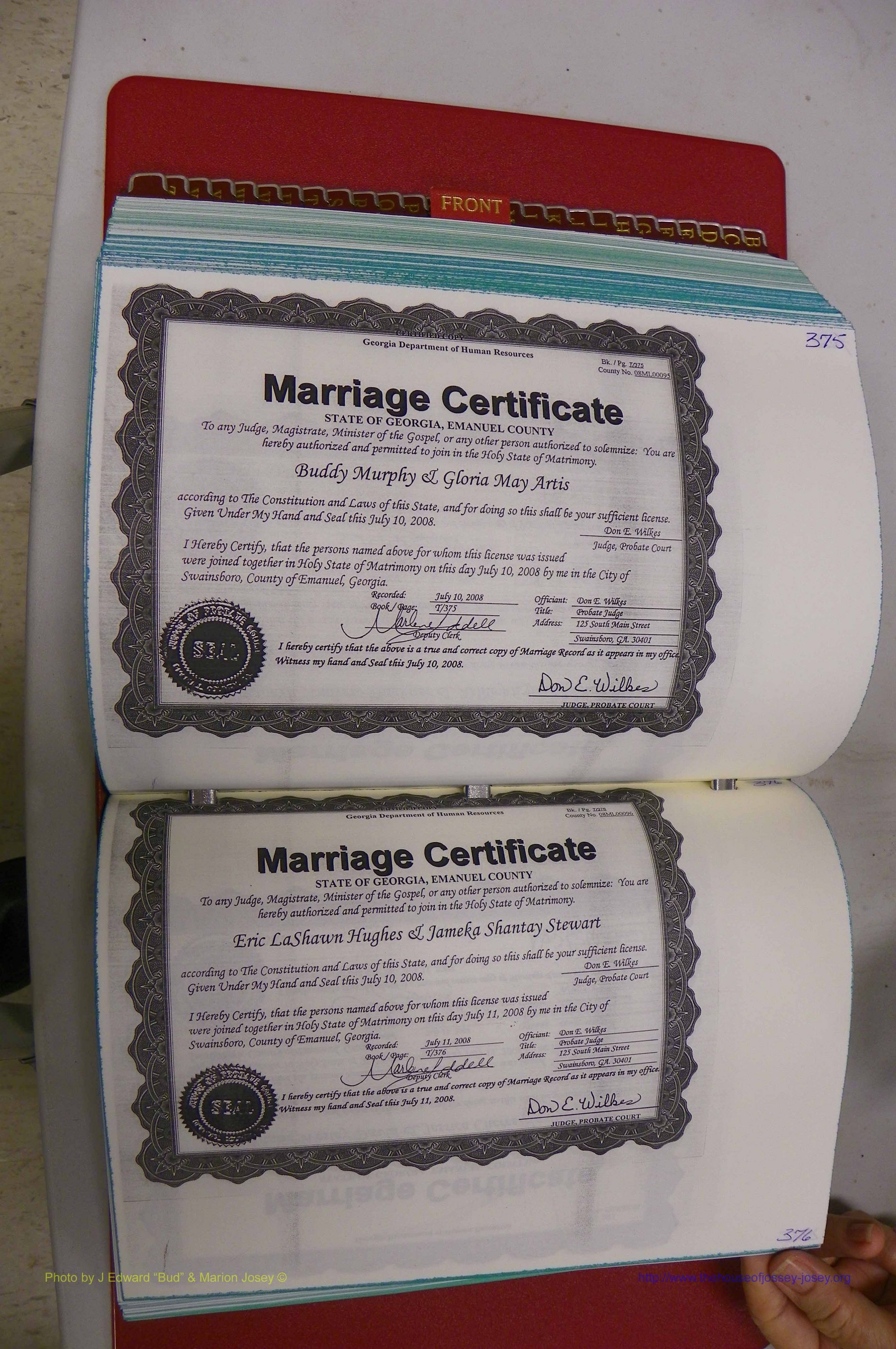 Emanuel Co, GA, Marriages Book T, 2006 - 2009, P 375-376.JPG