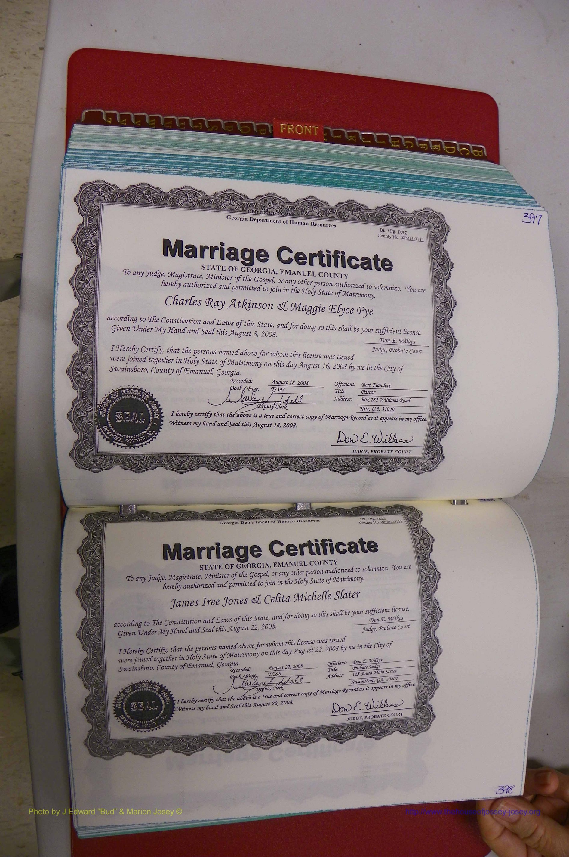 Emanuel Co, GA, Marriages Book T, 2006 - 2009, P 397-398.JPG