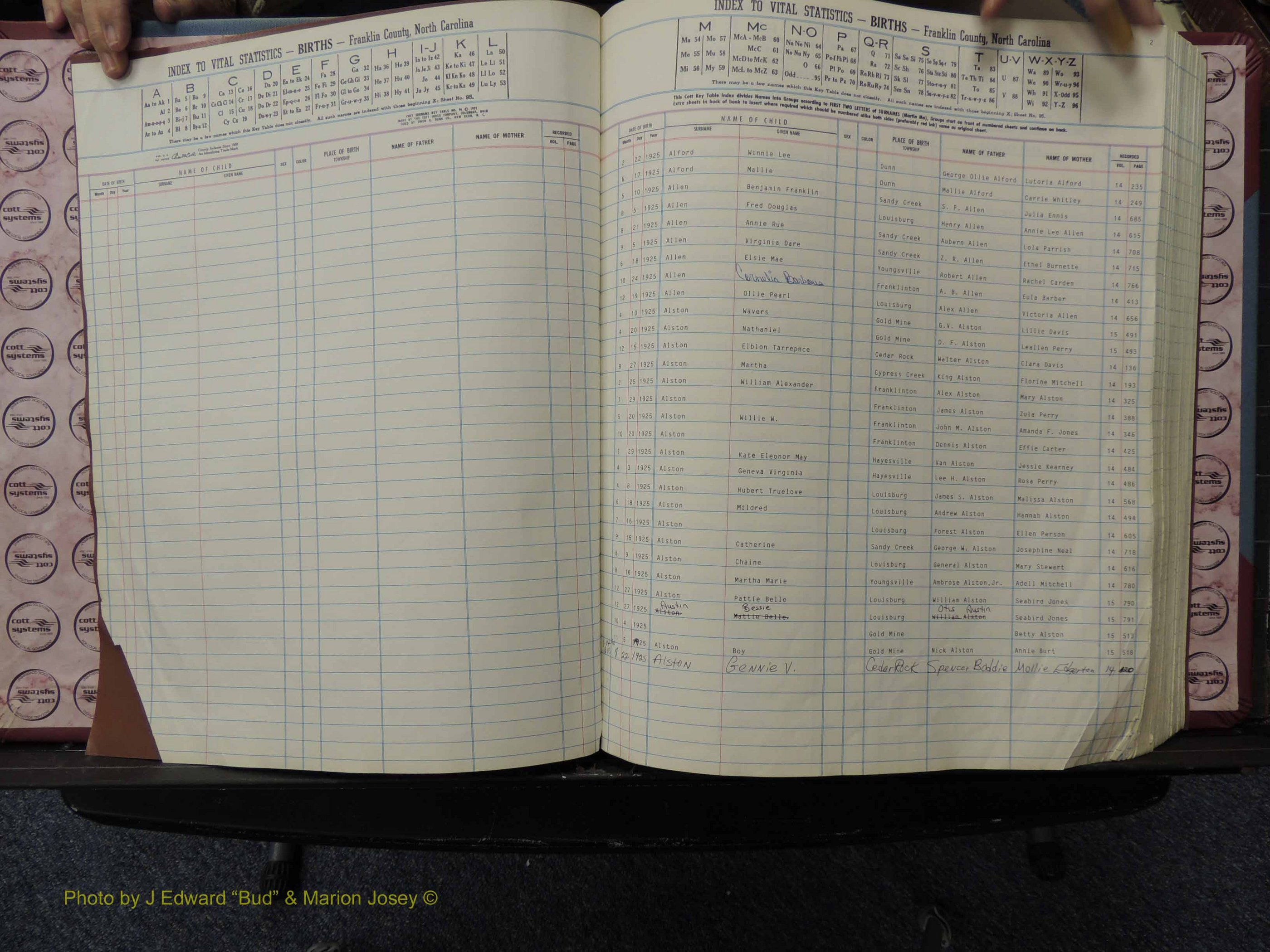 Franklin Co, NC, Births, A-Z, 1925-1942 (102).JPG