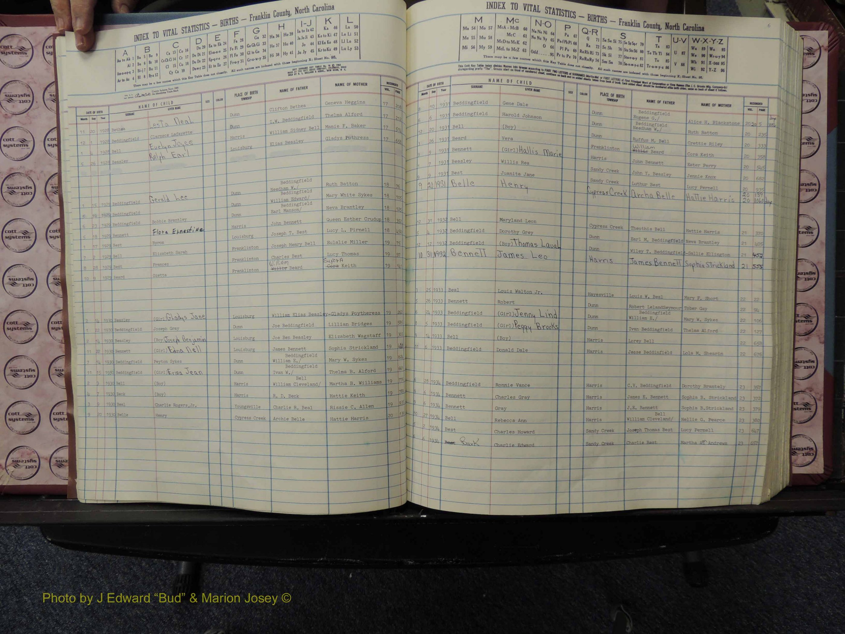 Franklin Co, NC, Births, A-Z, 1925-1942 (121).JPG