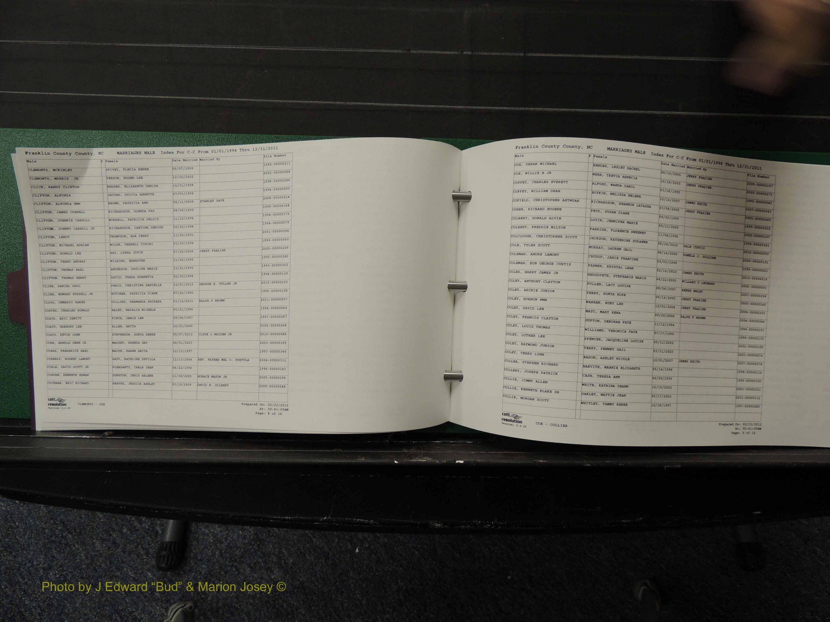 Franklin Co, NC, Marriages, Male Index, A-Z, 1994-2011 (121).JPG