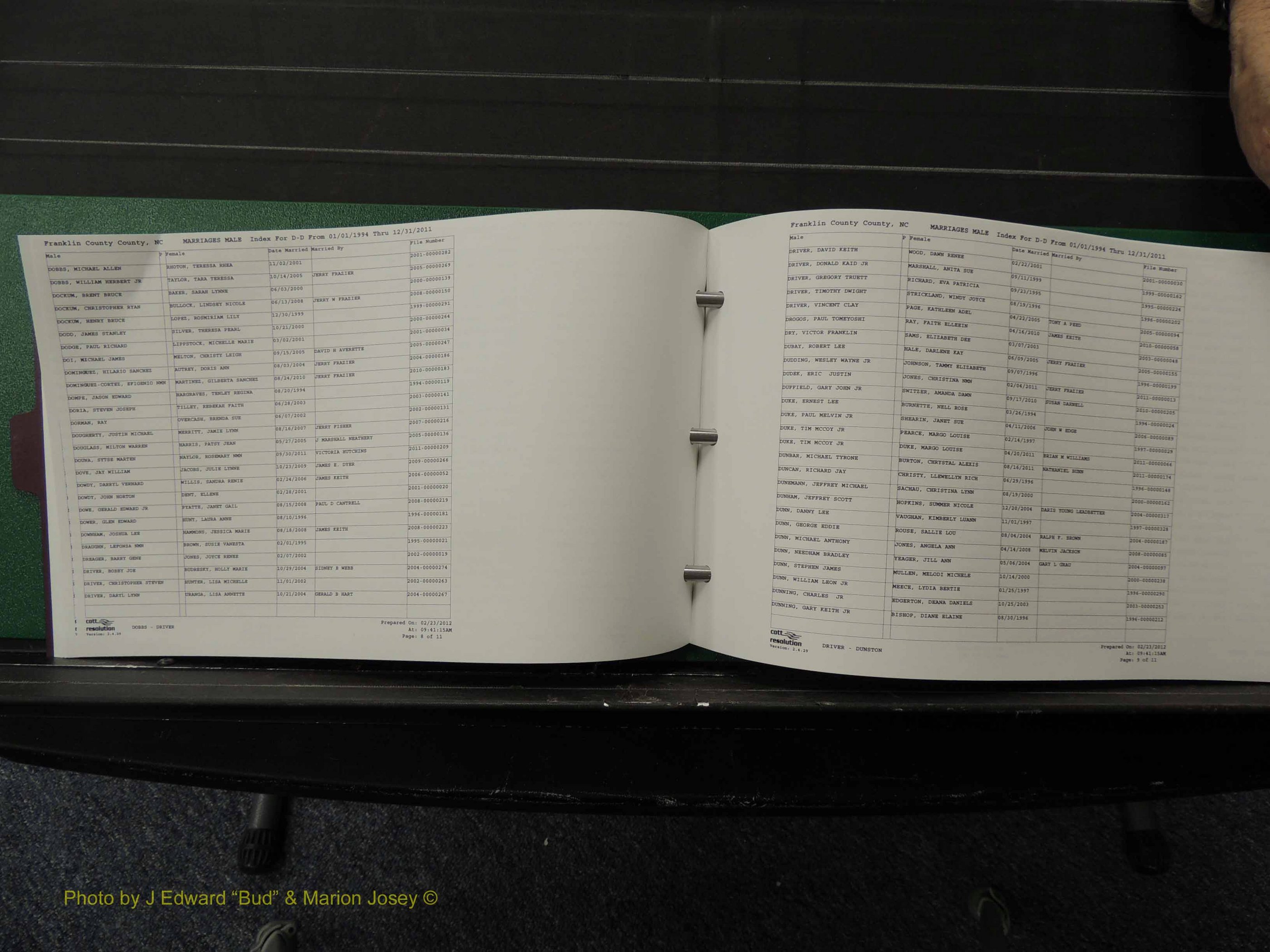 Franklin Co, NC, Marriages, Male Index, A-Z, 1994-2011 (129).JPG