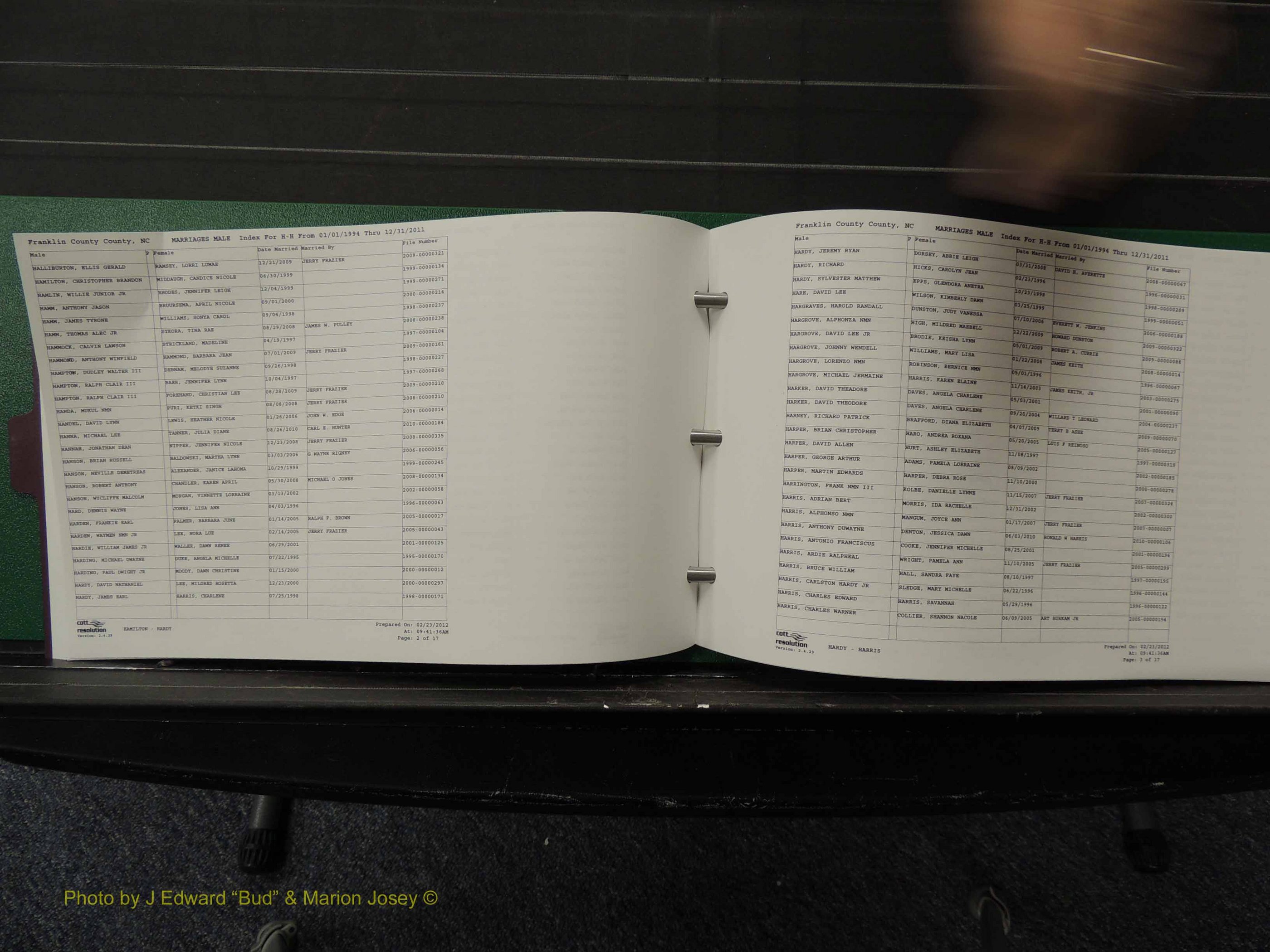Franklin Co, NC, Marriages, Male Index, A-Z, 1994-2011 (144).JPG