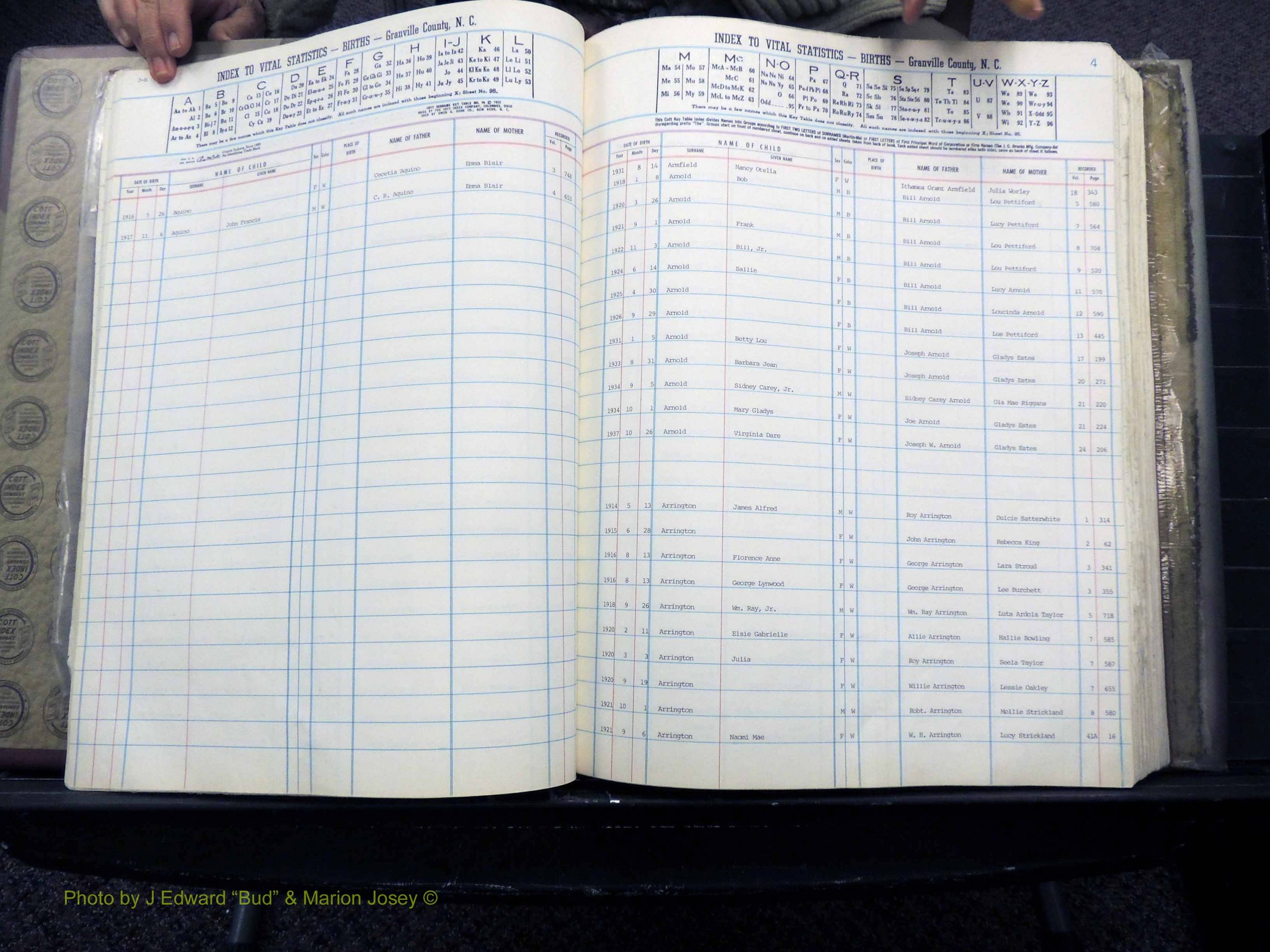 Granville Co, NC, Births, A-L, 1913-1940 (118).JPG