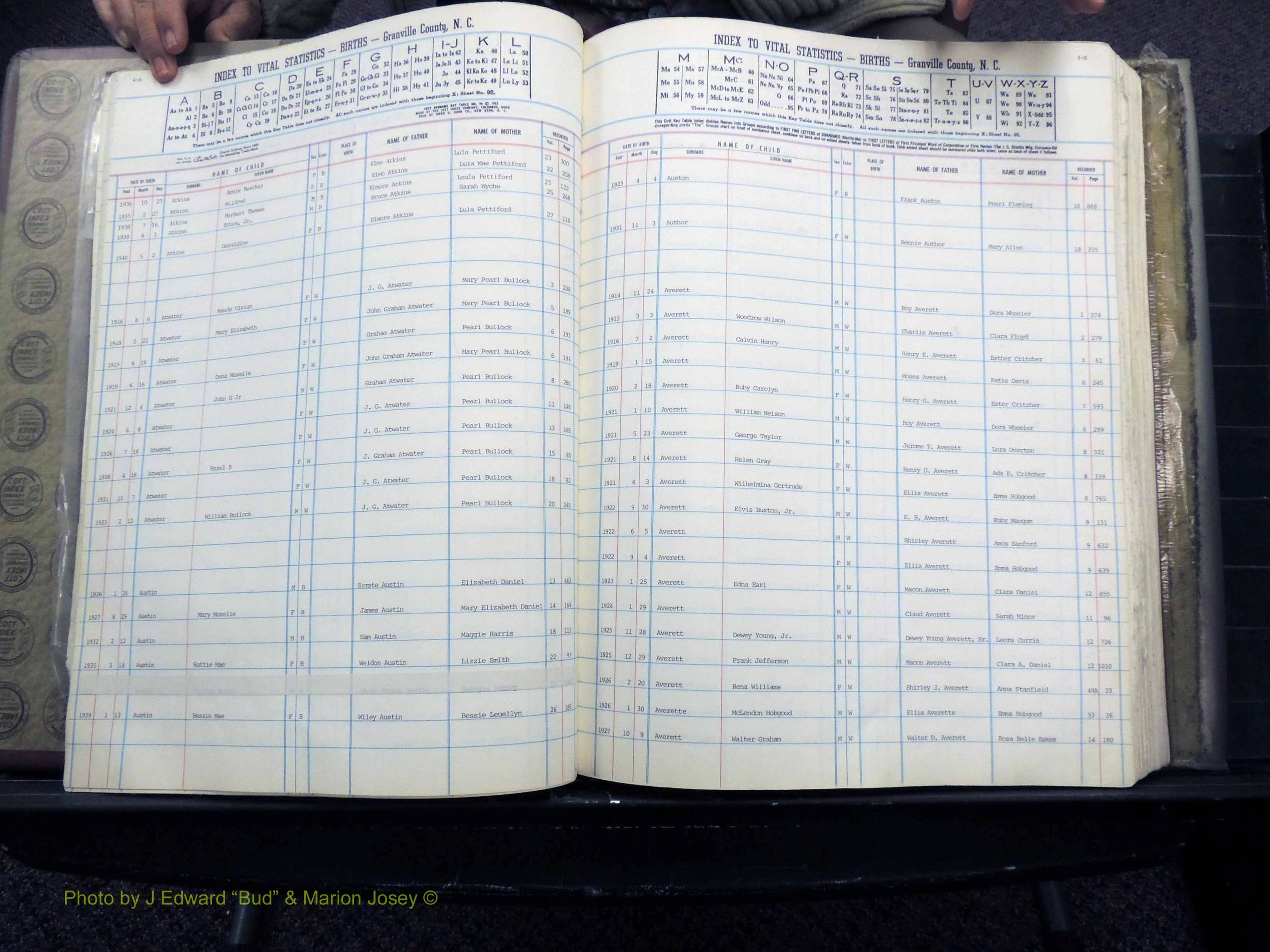 Granville Co, NC, Births, A-L, 1913-1940 (120).JPG