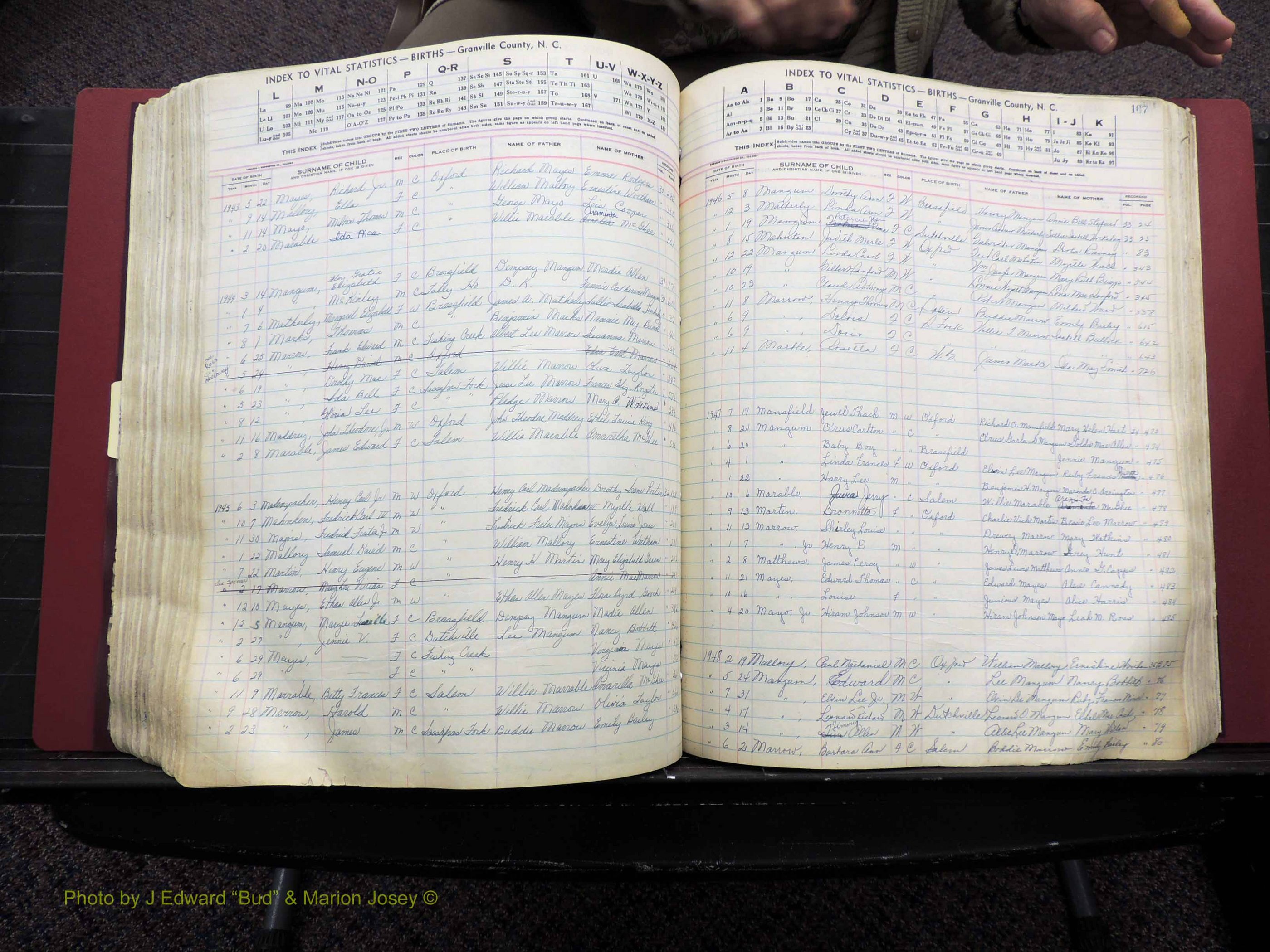 Granville Co, NC, Births, A-Z, 1941-1967 (357).JPG