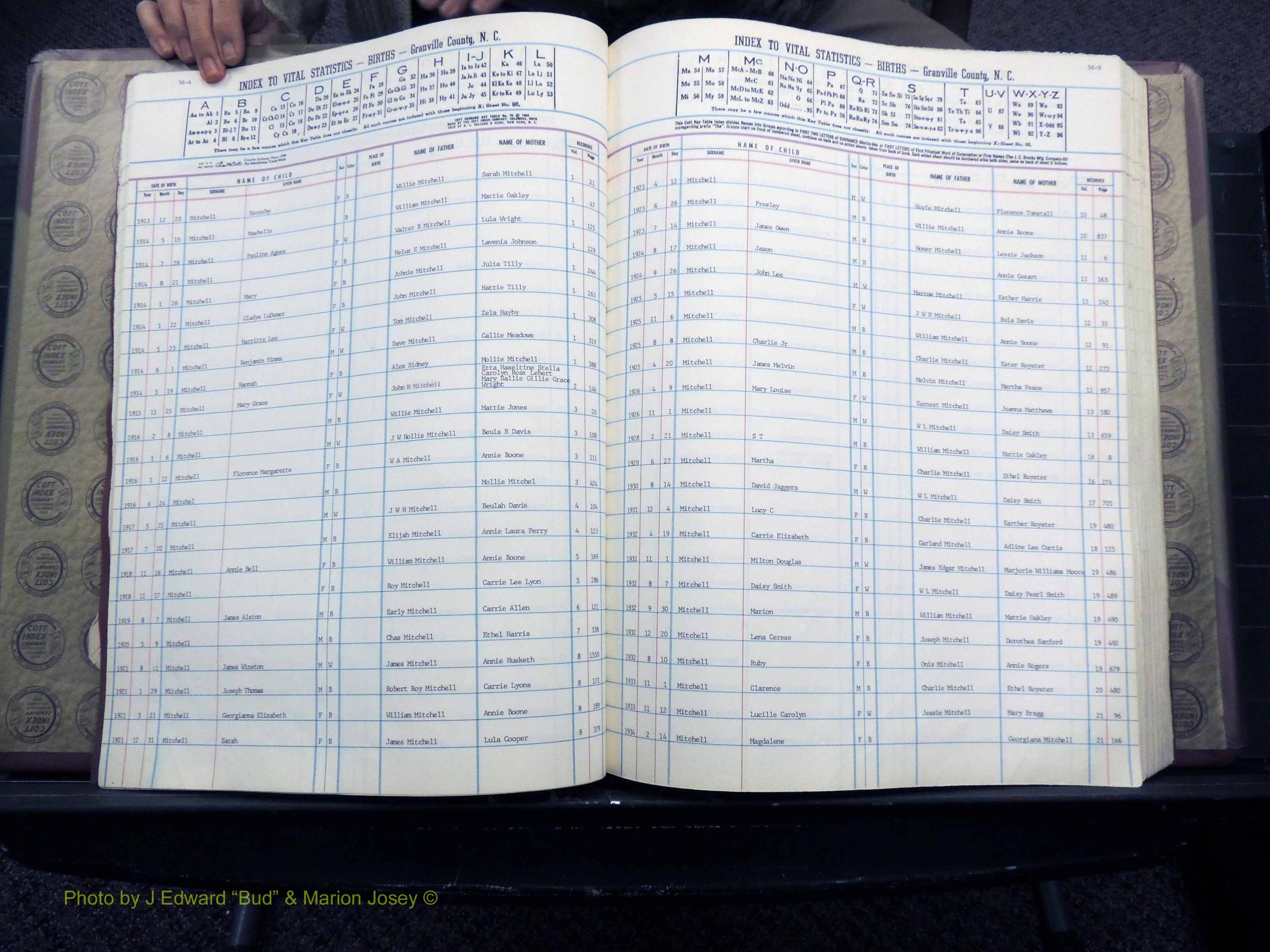 Granville Co, NC, Births, M-Z, 1913-1940 (116).JPG