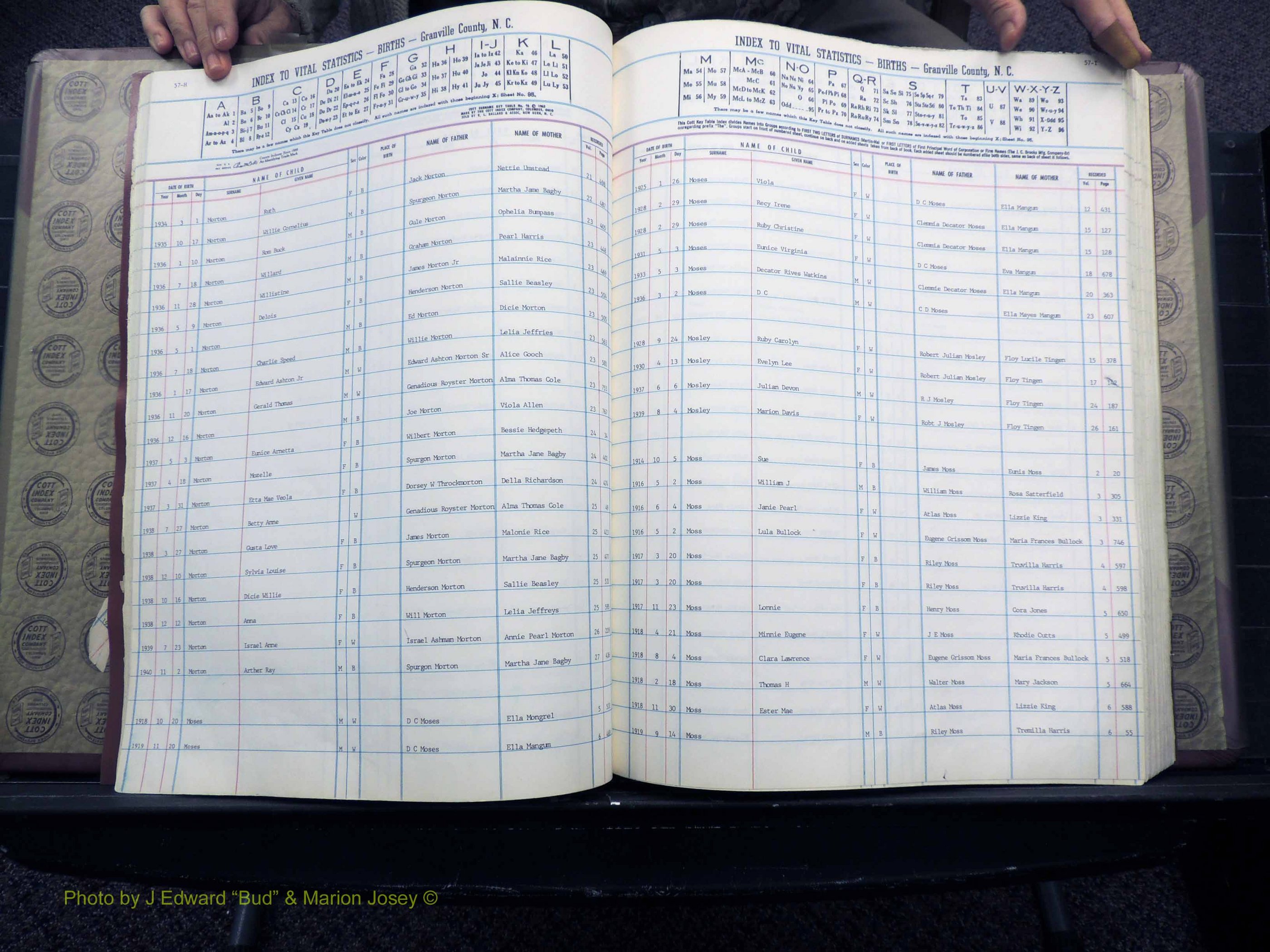 Granville Co, NC, Births, M-Z, 1913-1940 (127).JPG