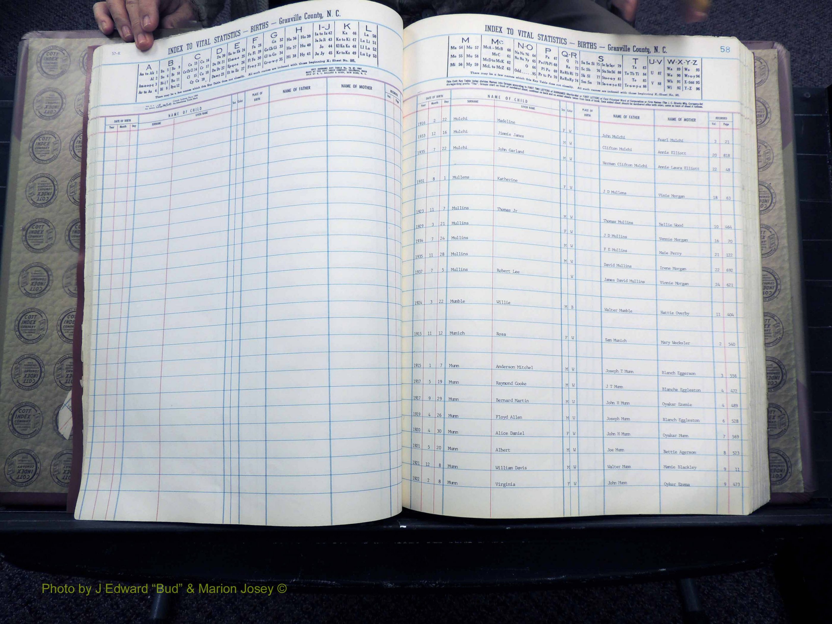 Granville Co, NC, Births, M-Z, 1913-1940 (130).JPG