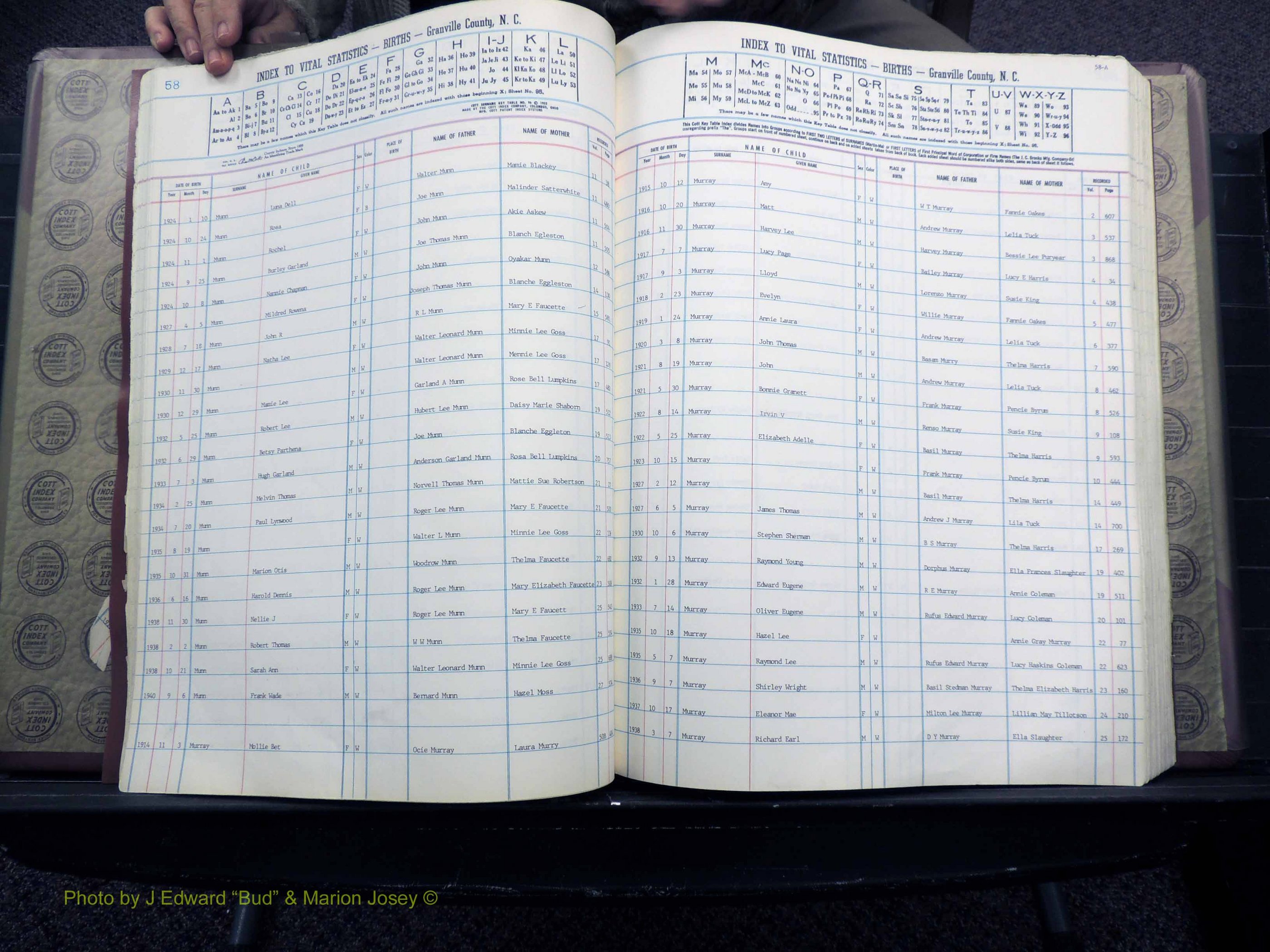 Granville Co, NC, Births, M-Z, 1913-1940 (131).JPG