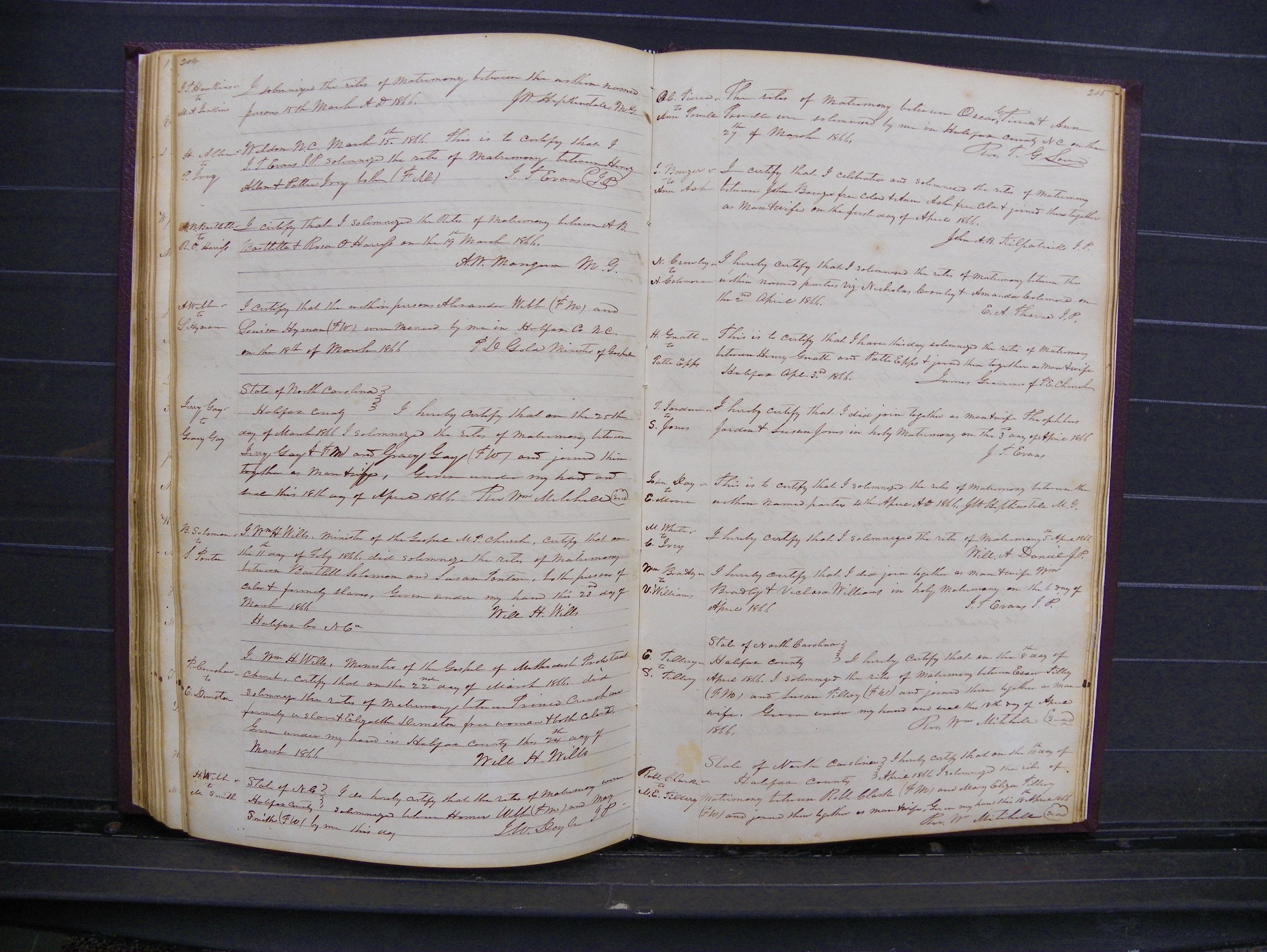 Halifax Marriage Index, 1851-1868 P 204-205.JPG