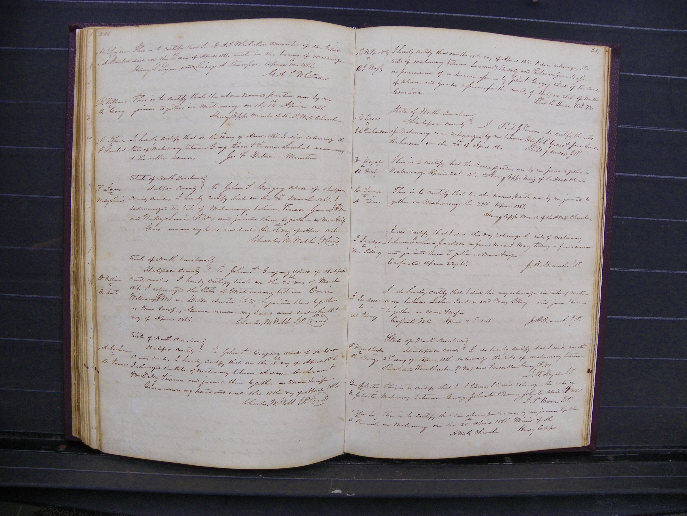 Halifax Marriage Index, 1851-1868 P 206-207.JPG