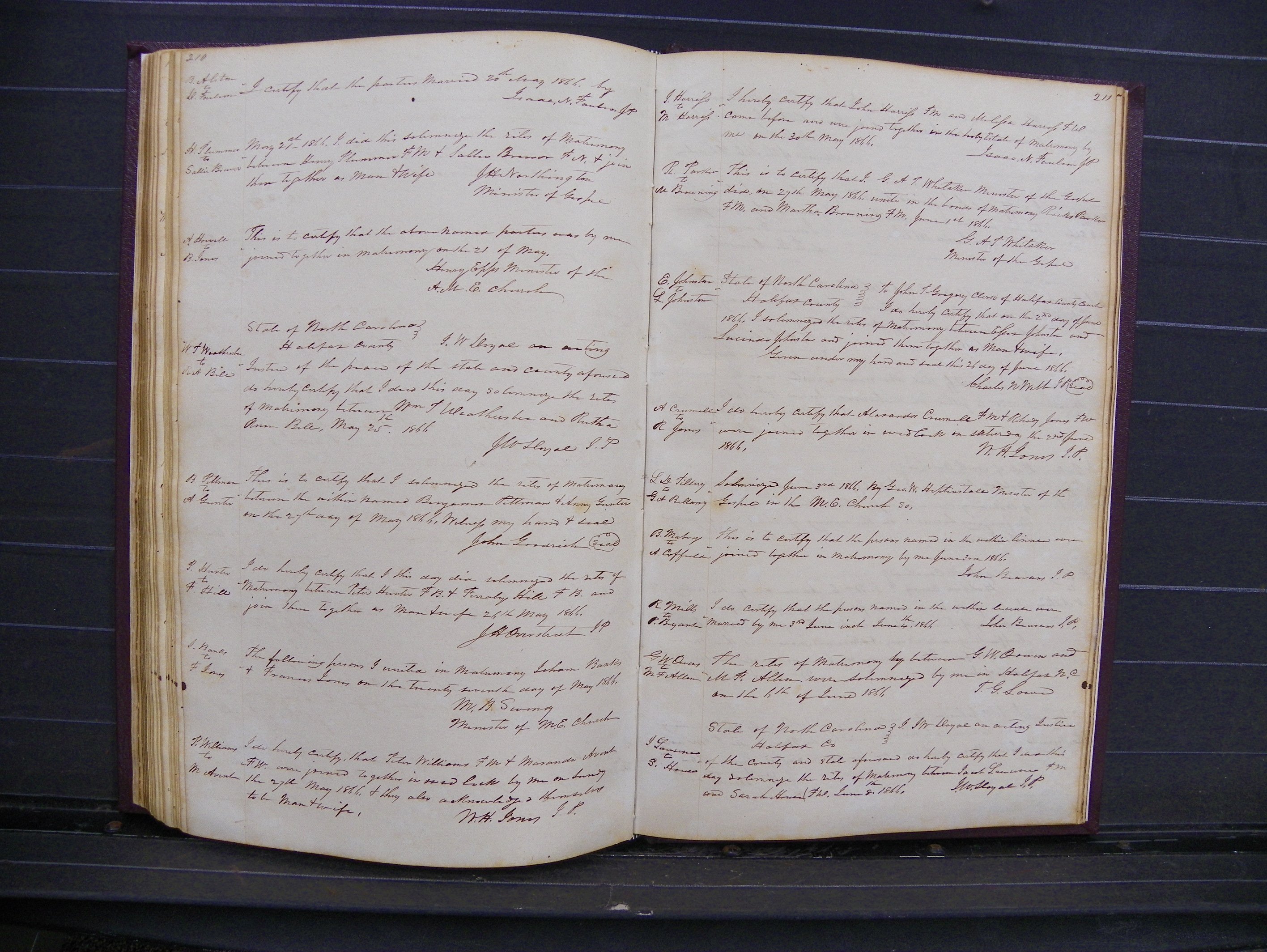 Halifax Marriage Index, 1851-1868 P 210-211.JPG