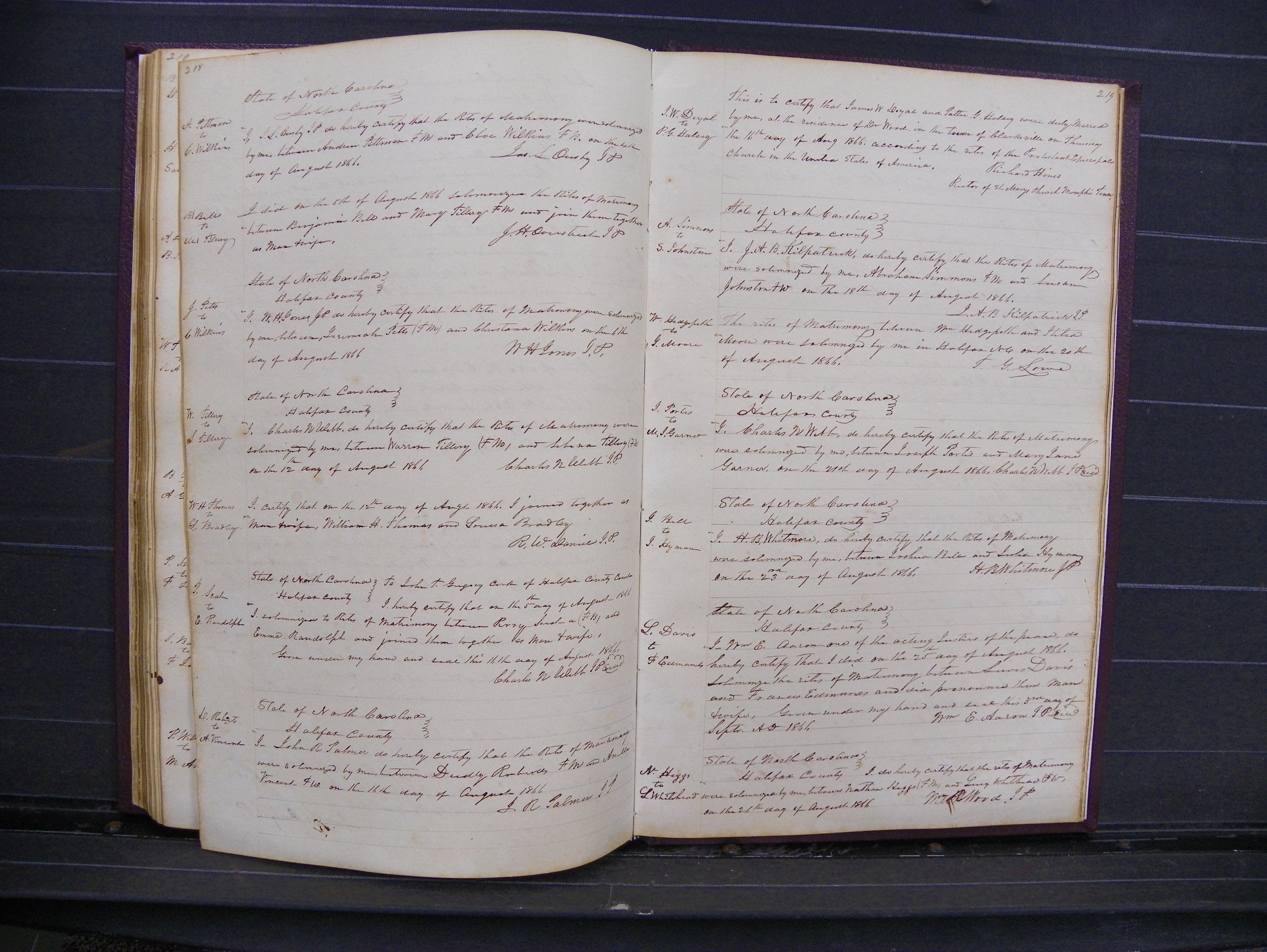 Halifax Marriage Index, 1851-1868 P 218-219.JPG