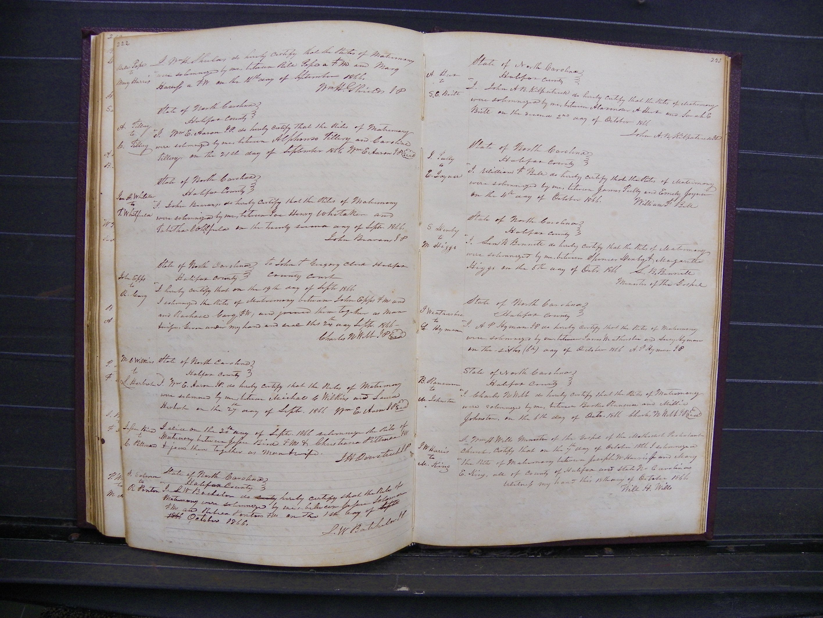 Halifax Marriage Index, 1851-1868 P 222-223.JPG