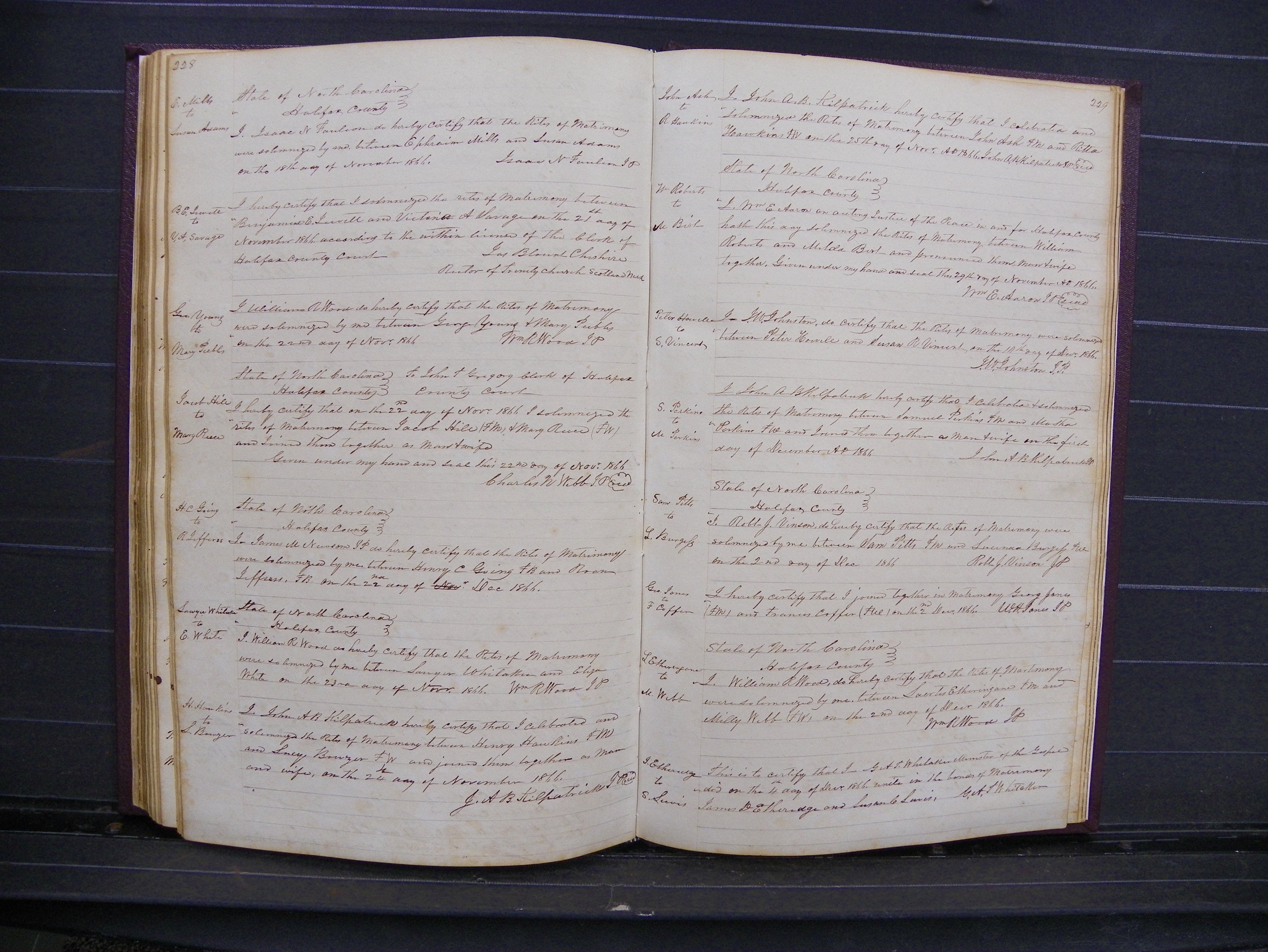 Halifax Marriage Index, 1851-1868 P 228-229.JPG