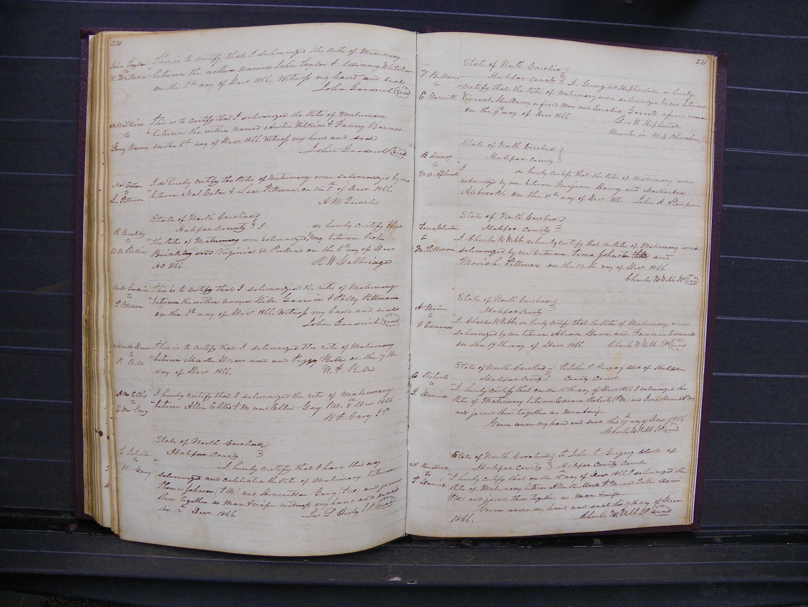 Halifax Marriage Index, 1851-1868 P 230-231.JPG