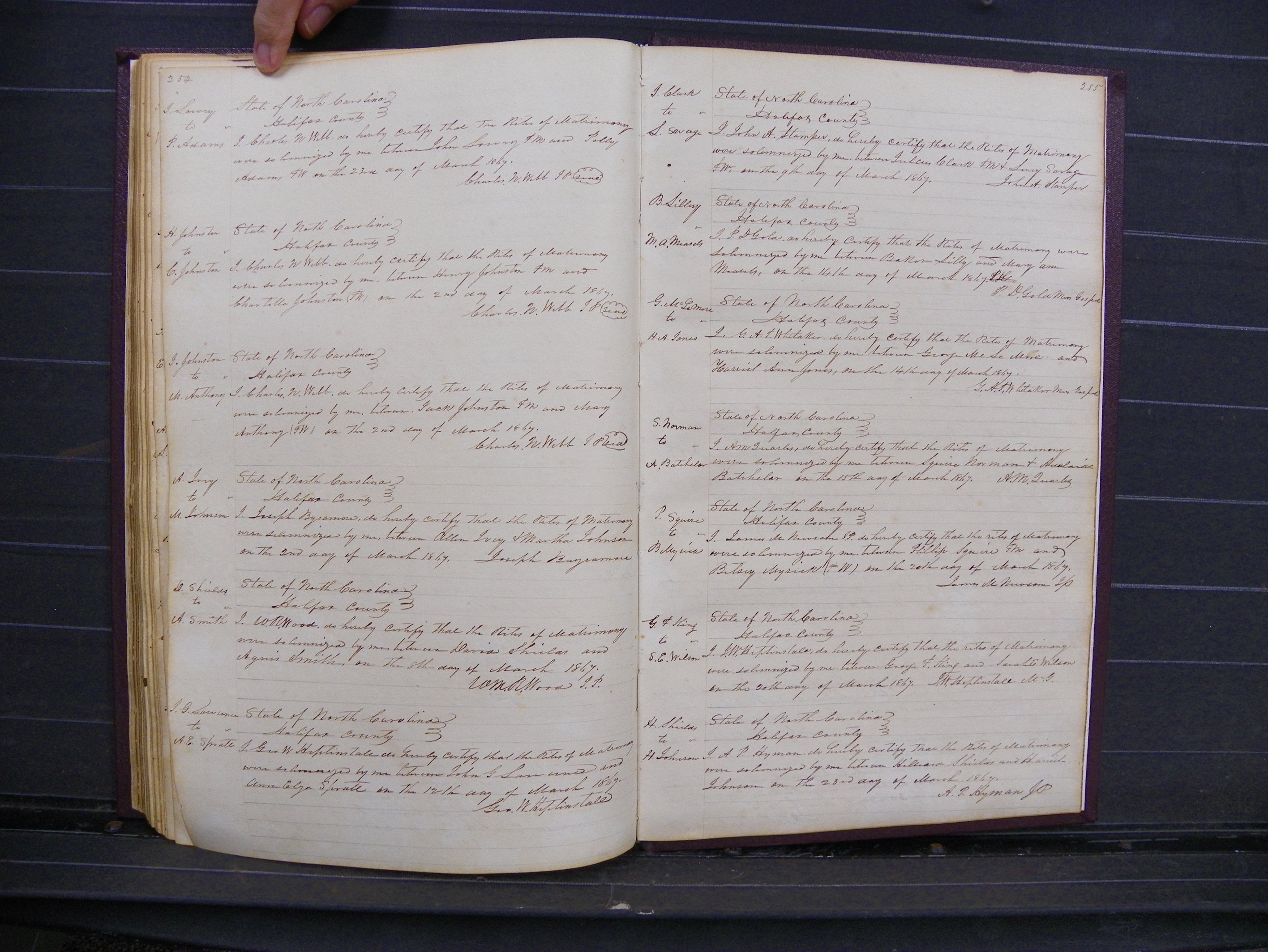 Halifax Marriage Index, 1851-1868 P 254-255.JPG