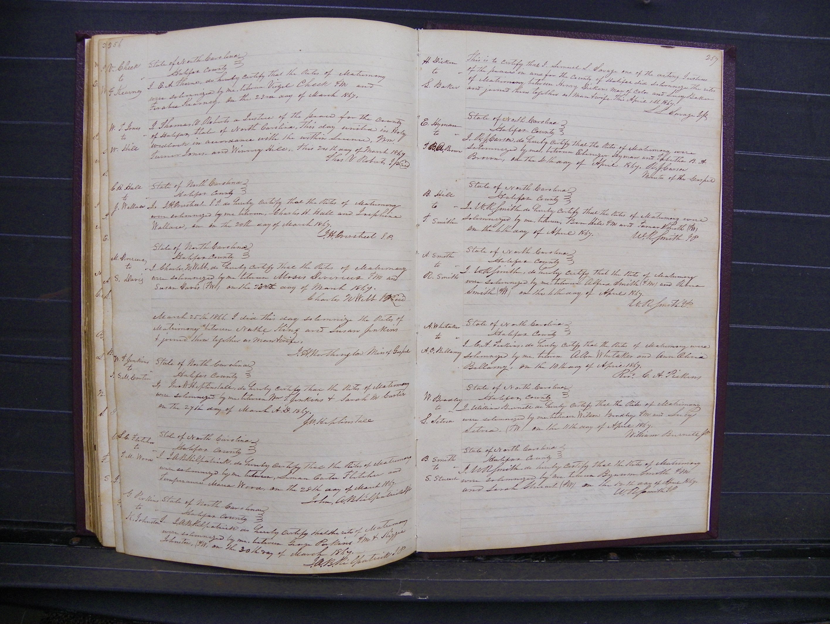 Halifax Marriage Index, 1851-1868 P 256-257.JPG