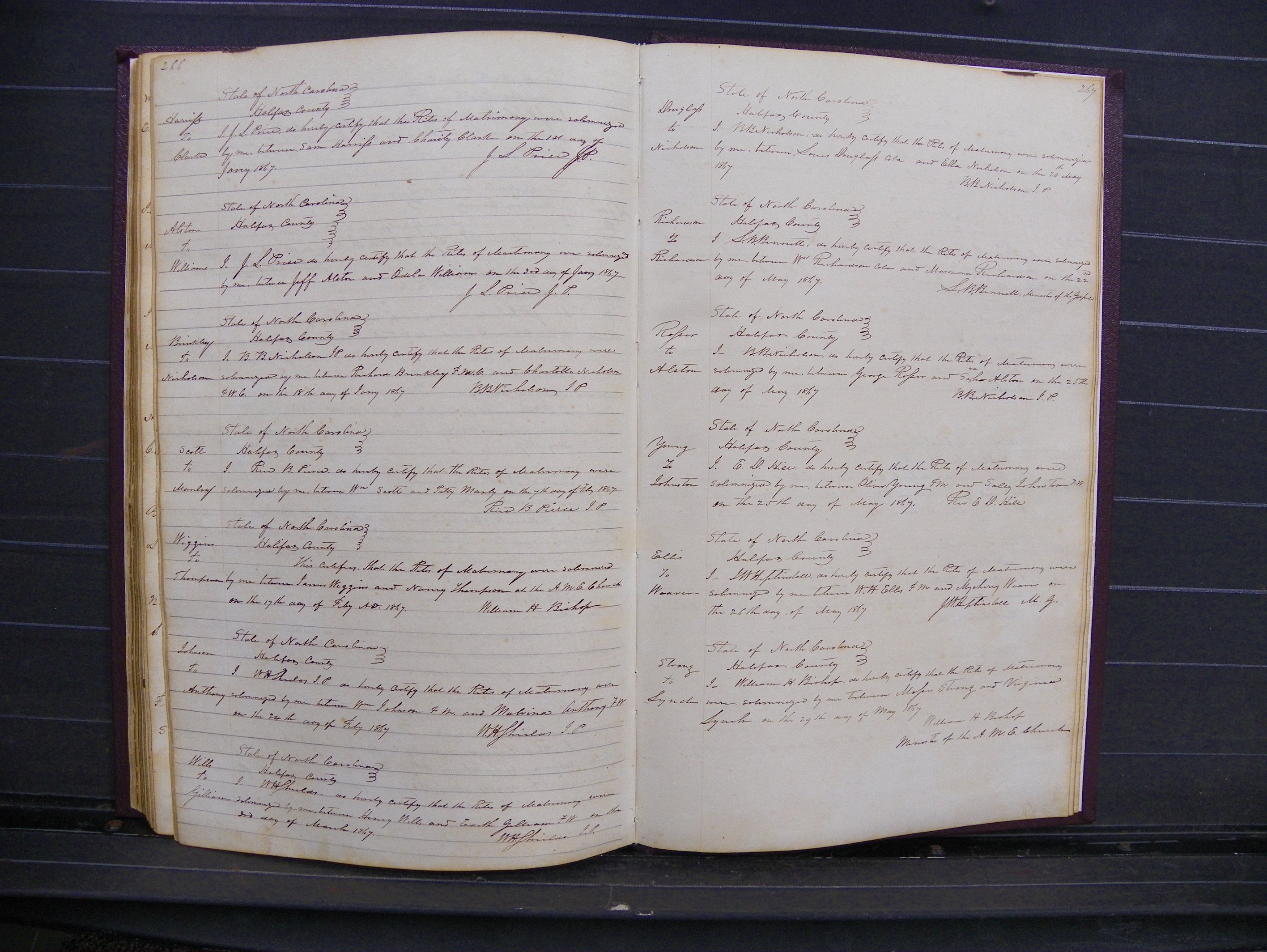Halifax Marriage Index, 1851-1868 P 266-267.JPG
