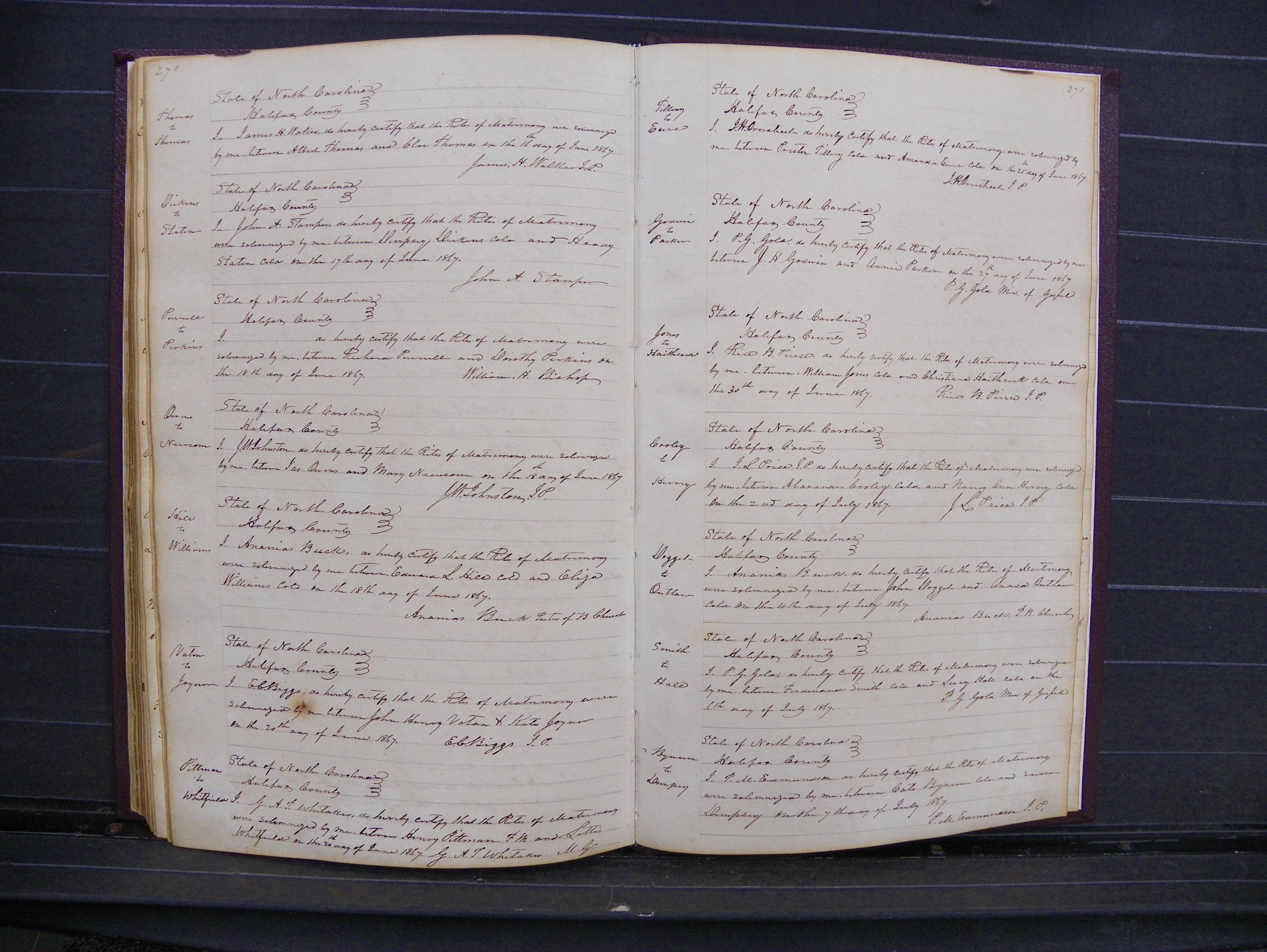 Halifax Marriage Index, 1851-1868 P 270-271.JPG
