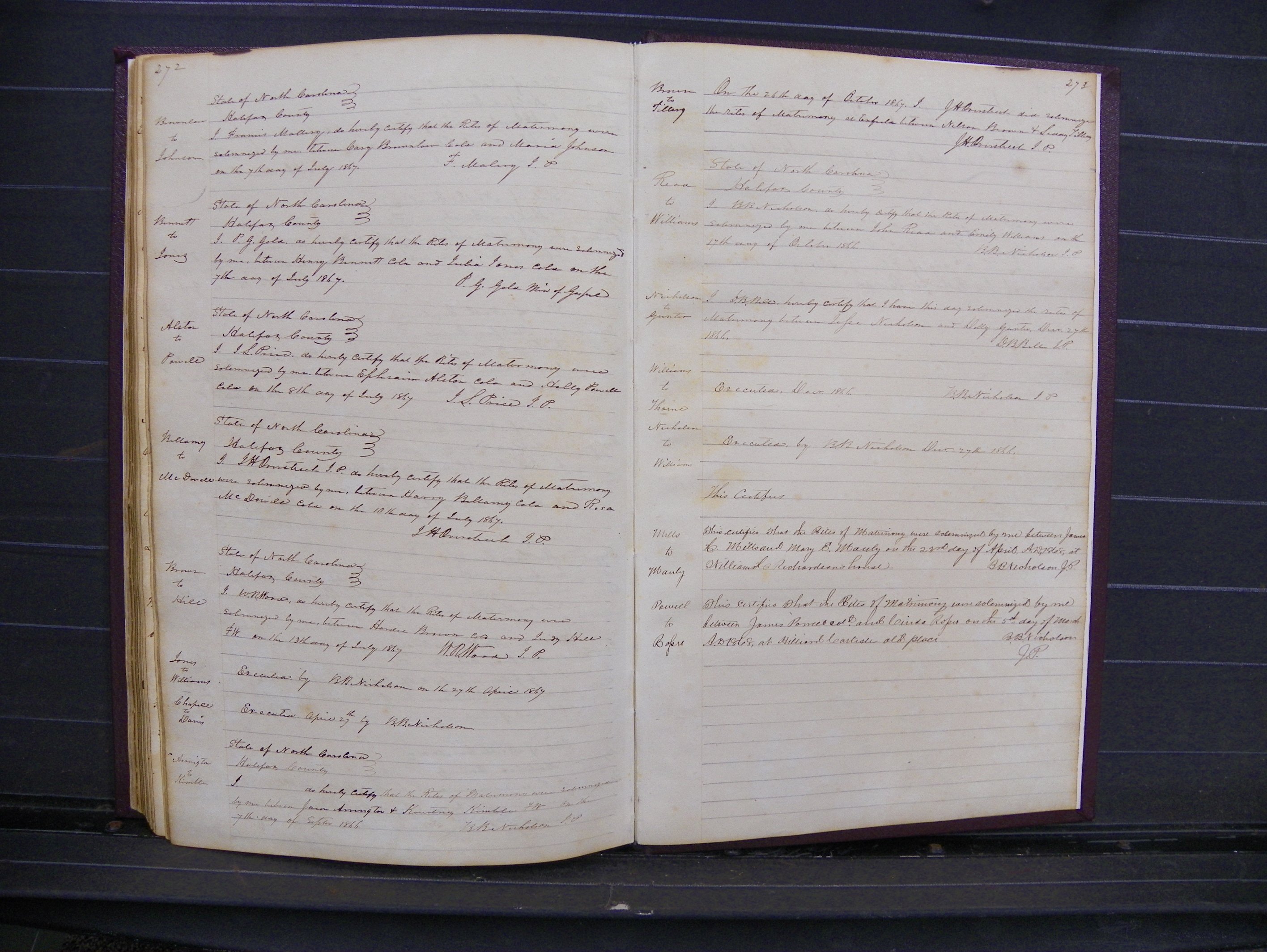 Halifax Marriage Index, 1851-1868 P 272-273.JPG