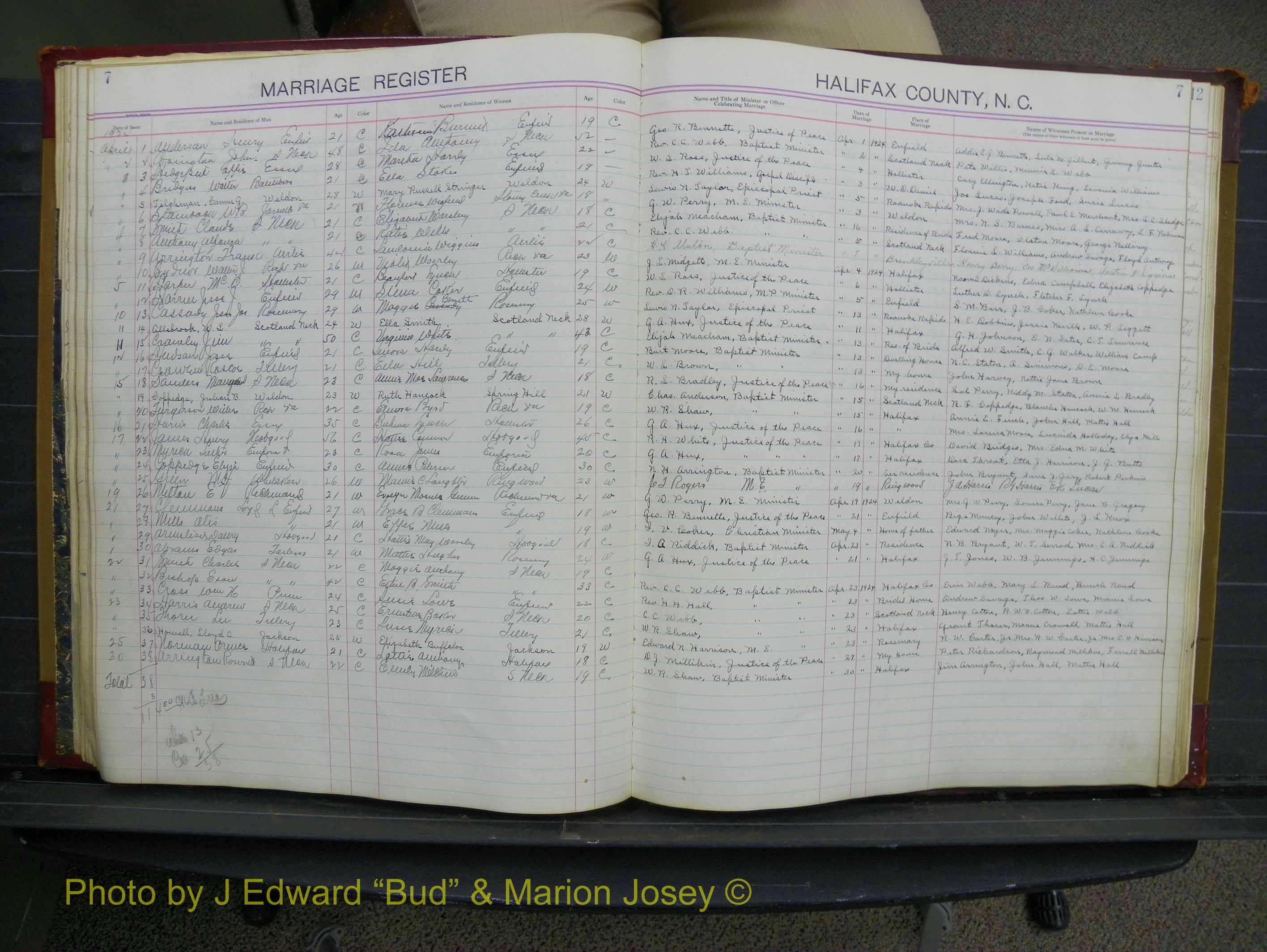Halifax Marriage Book 10, 1923-1931 P 007.JPG