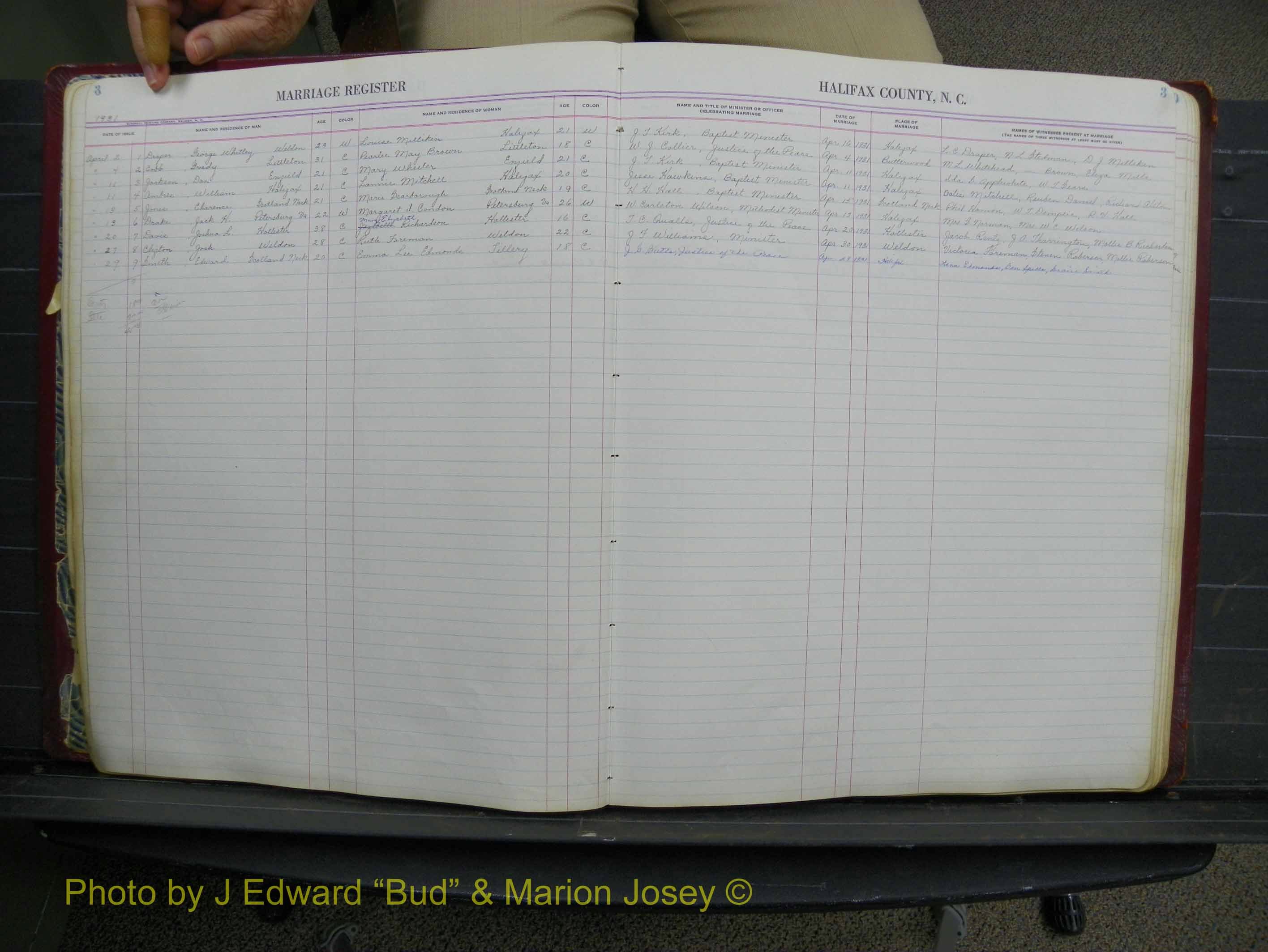 Halifax Marriage Book 11, 1931-1938 P 003.JPG