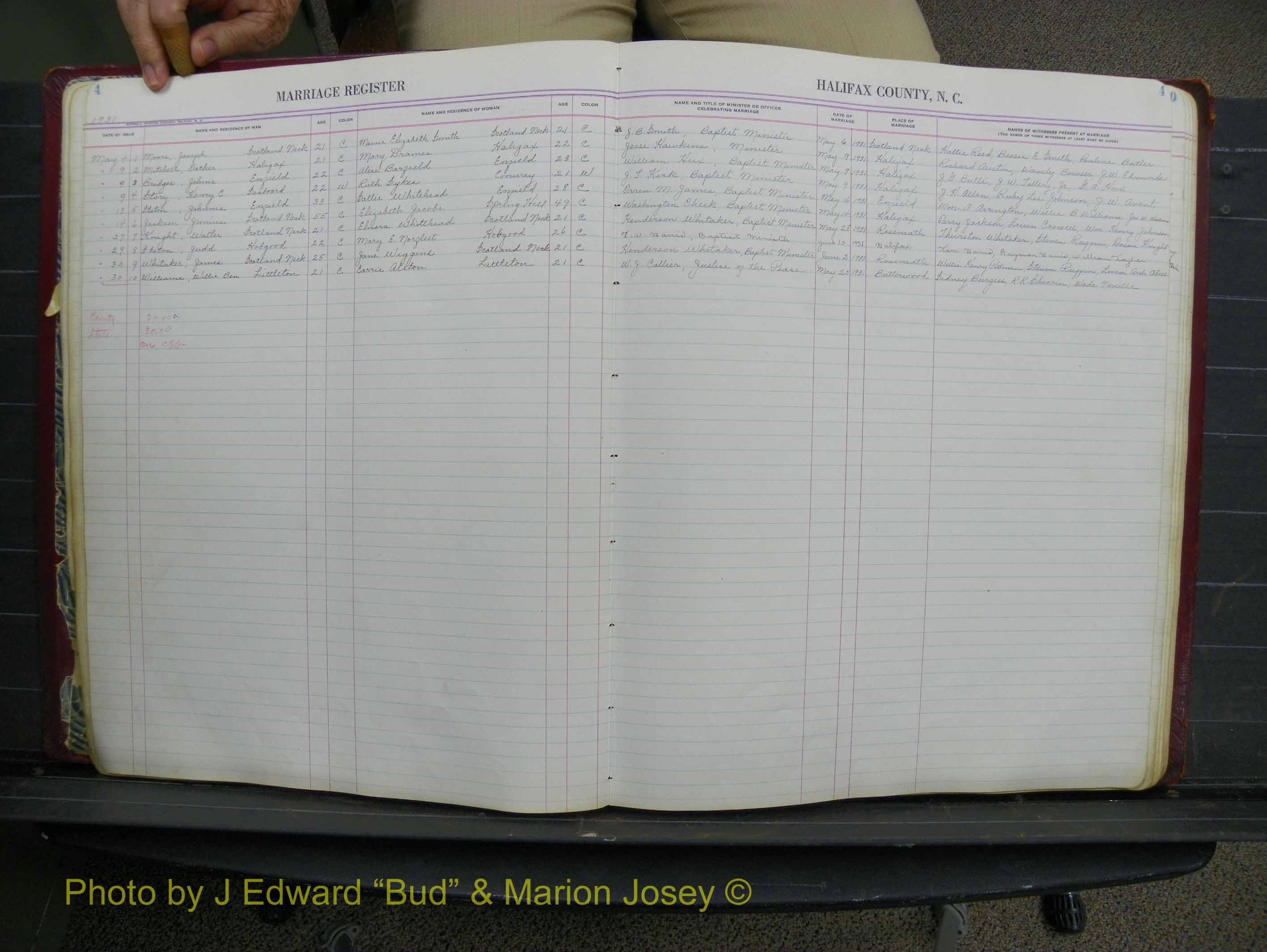 Halifax Marriage Book 11, 1931-1938 P 004.JPG