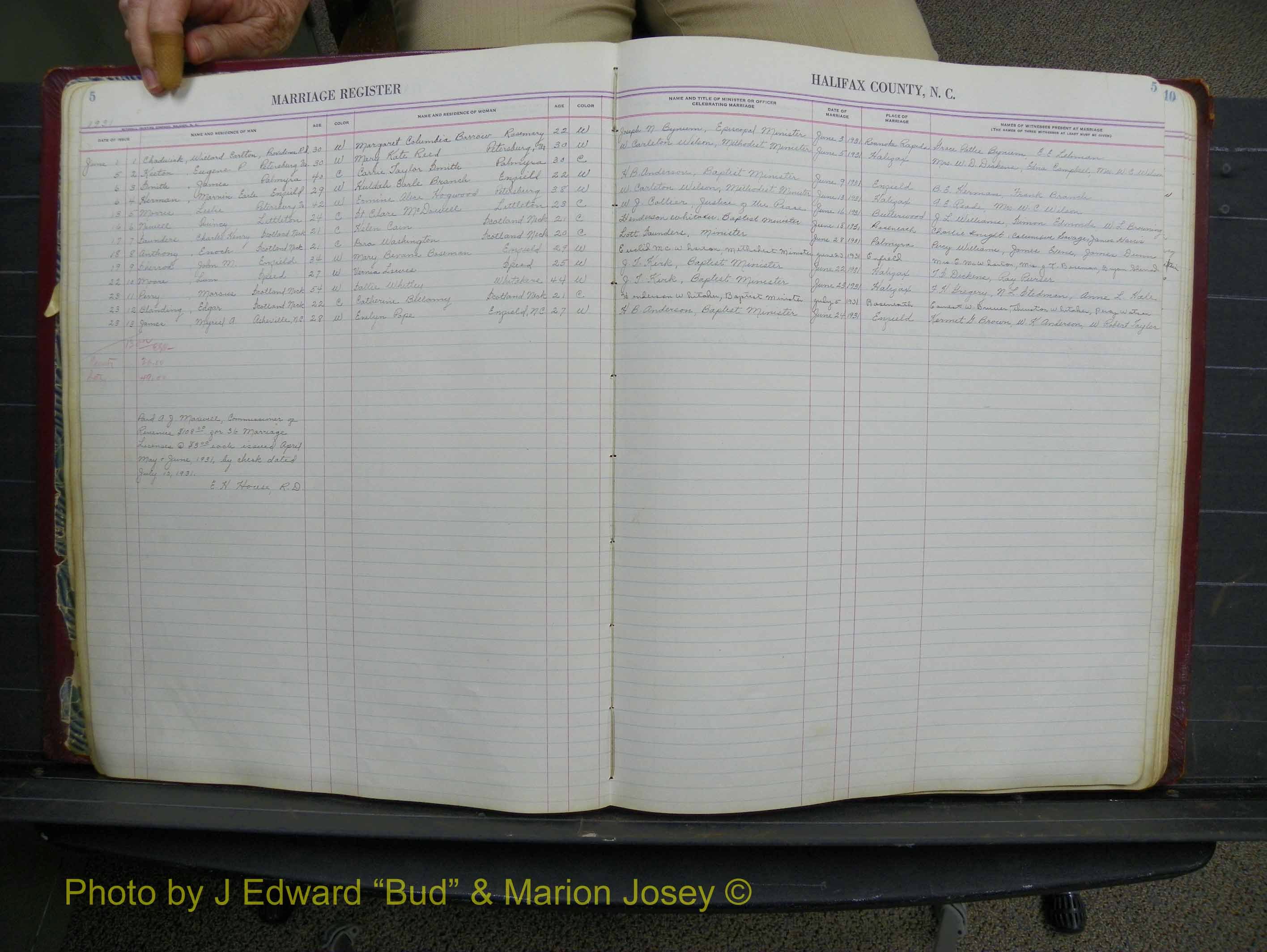 Halifax Marriage Book 11, 1931-1938 P 005.JPG