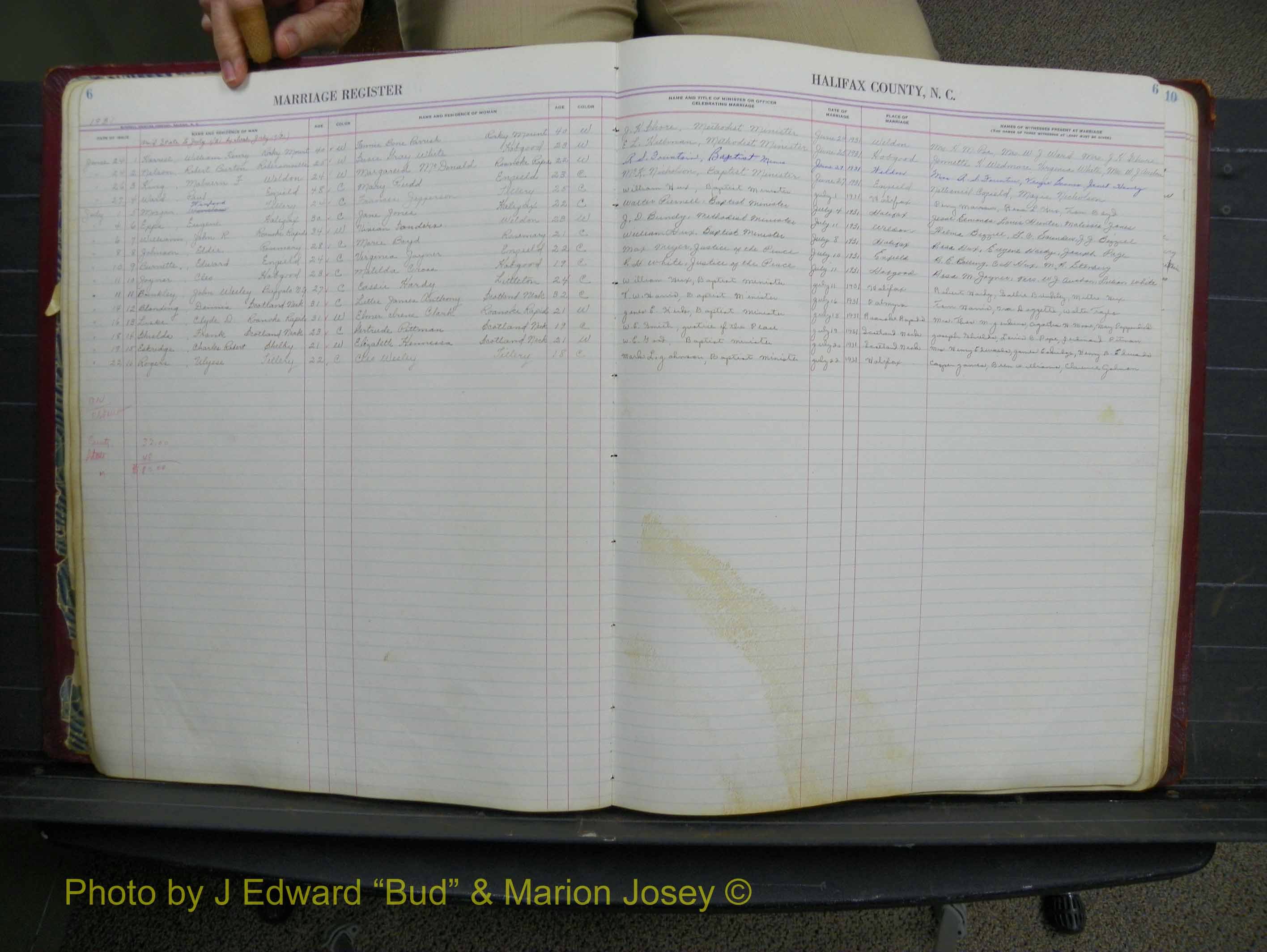 Halifax Marriage Book 11, 1931-1938 P 006.JPG
