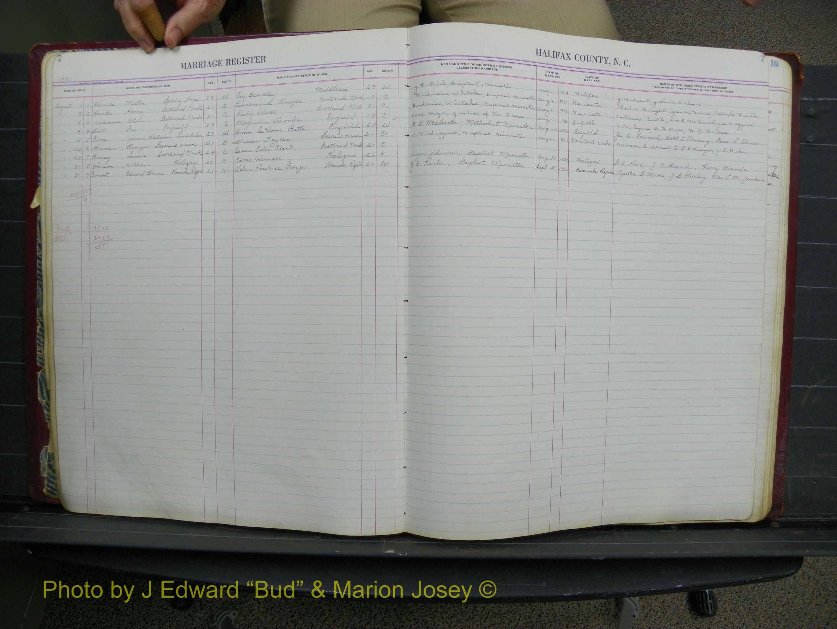 Halifax Marriage Book 11, 1931-1938 P 007.JPG