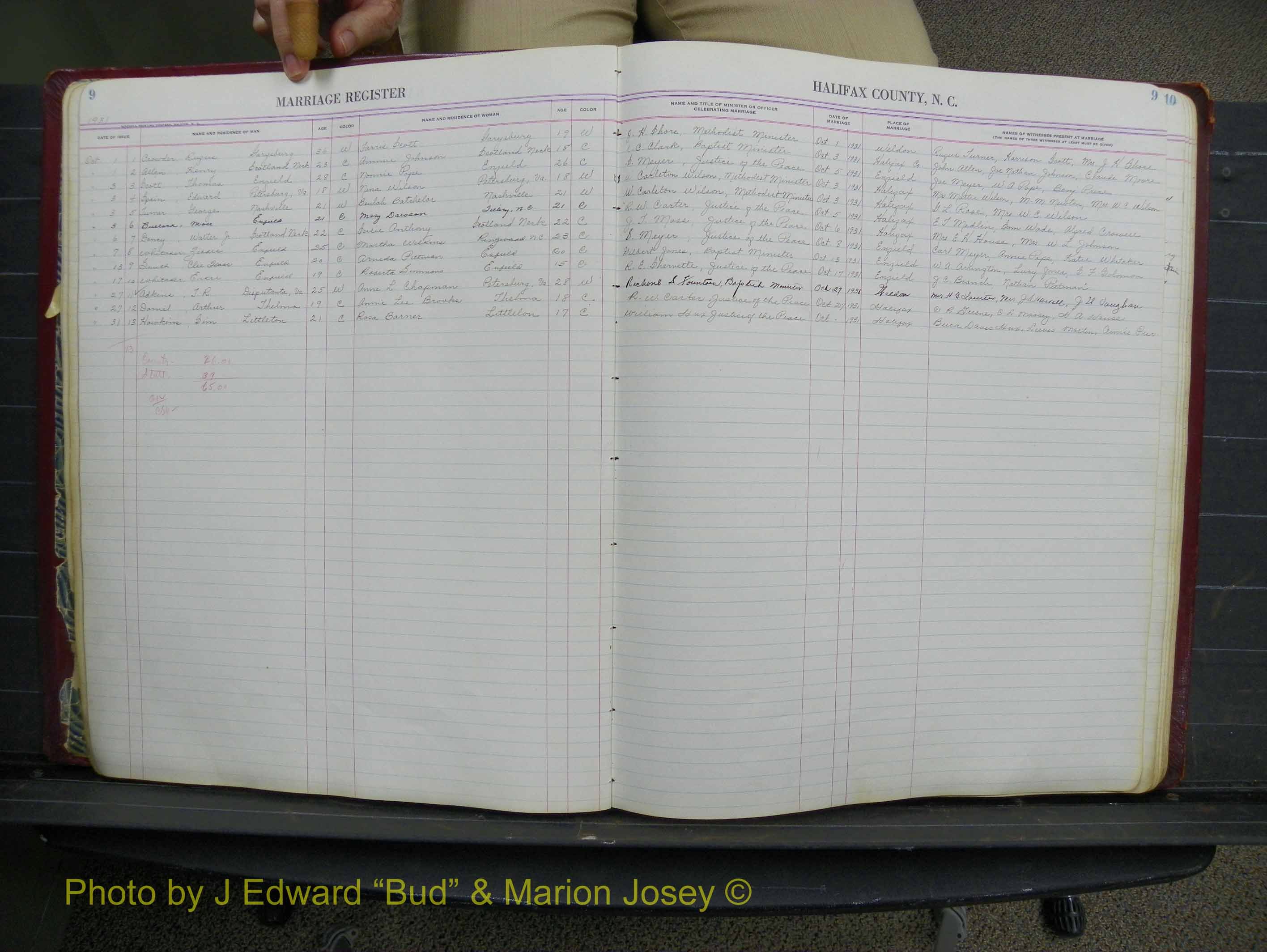 Halifax Marriage Book 11, 1931-1938 P 009.JPG