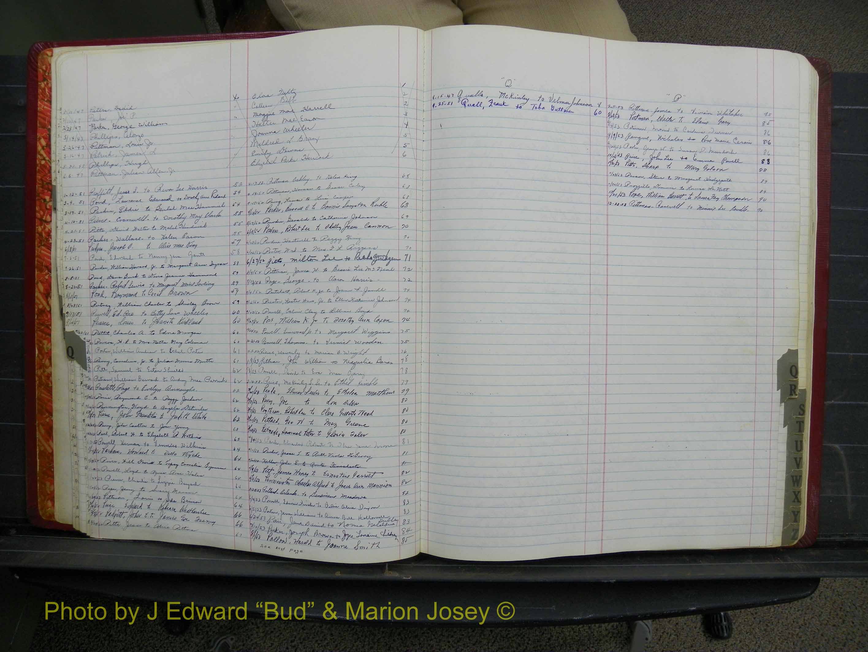 Halifax Marriage Book 12, 1939-1946 Index P & Q.JPG