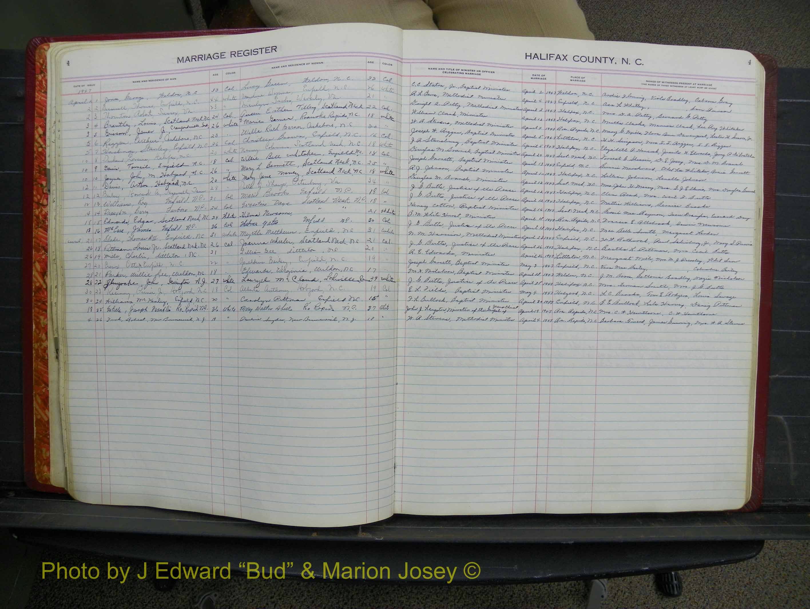 Halifax Marriage Book 12, 1939-1946 P 004.JPG