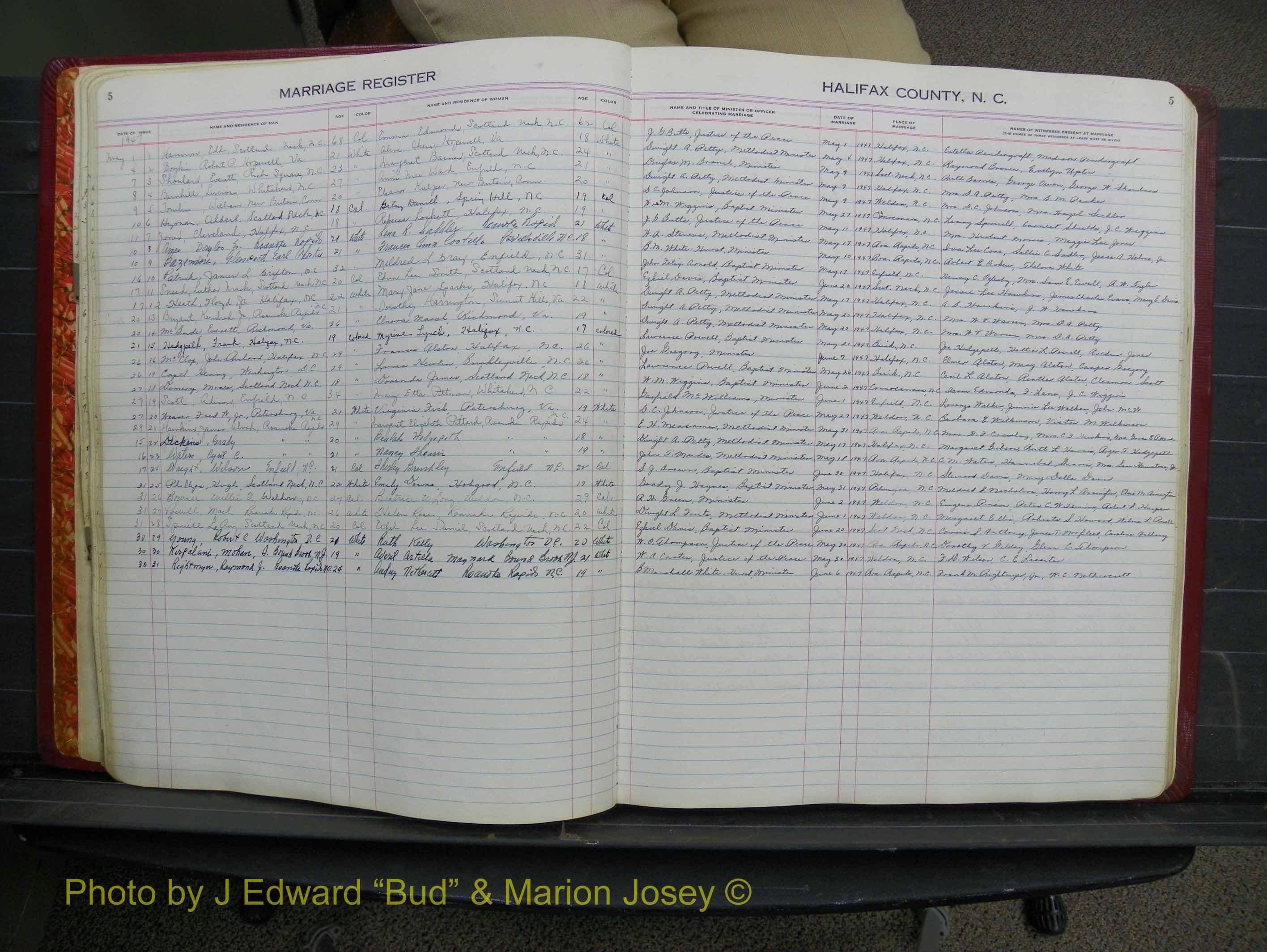 Halifax Marriage Book 12, 1939-1946 P 005.JPG