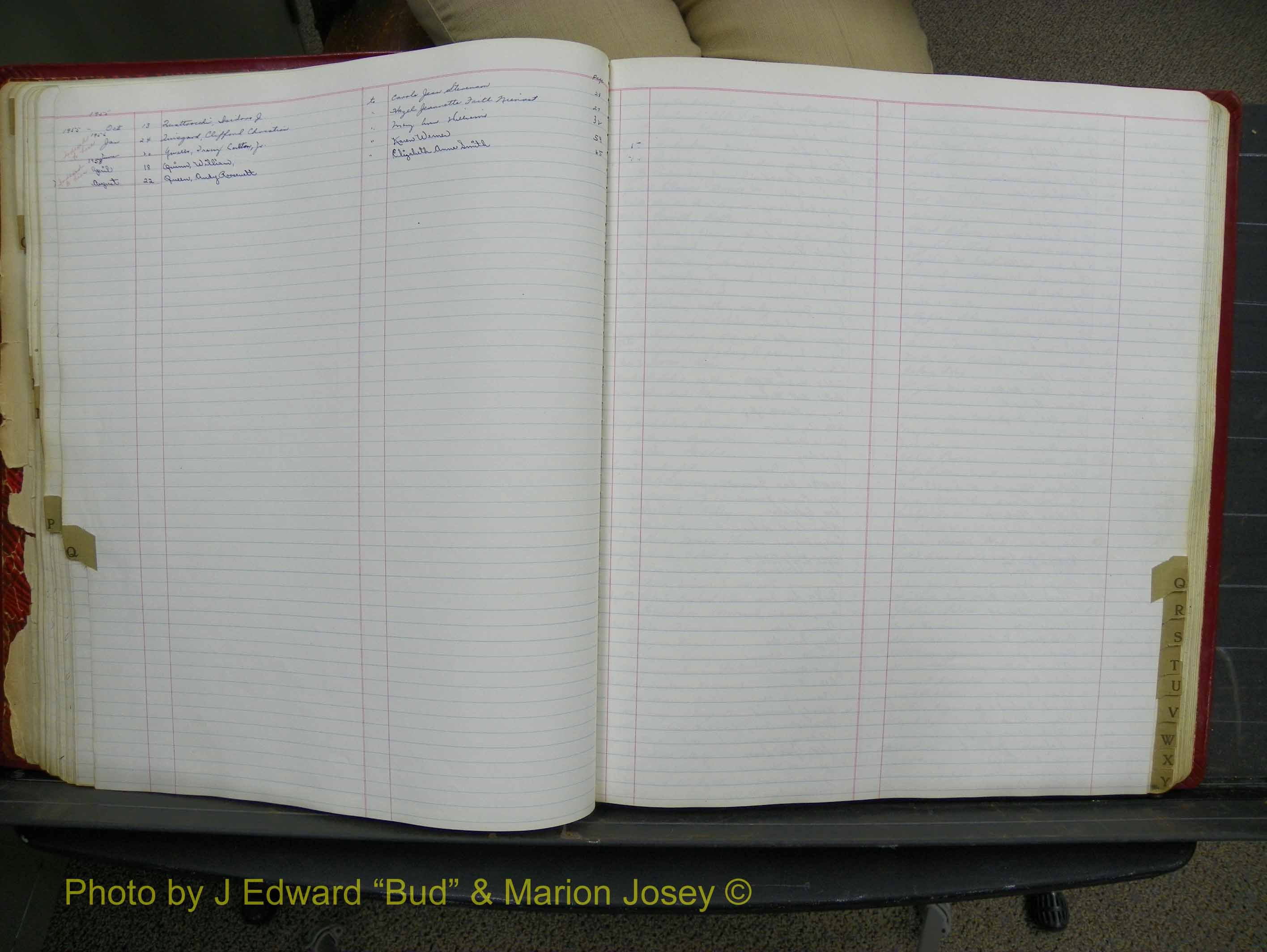 Halifax Marriage Book 14, 1954-1960  Index Q.JPG