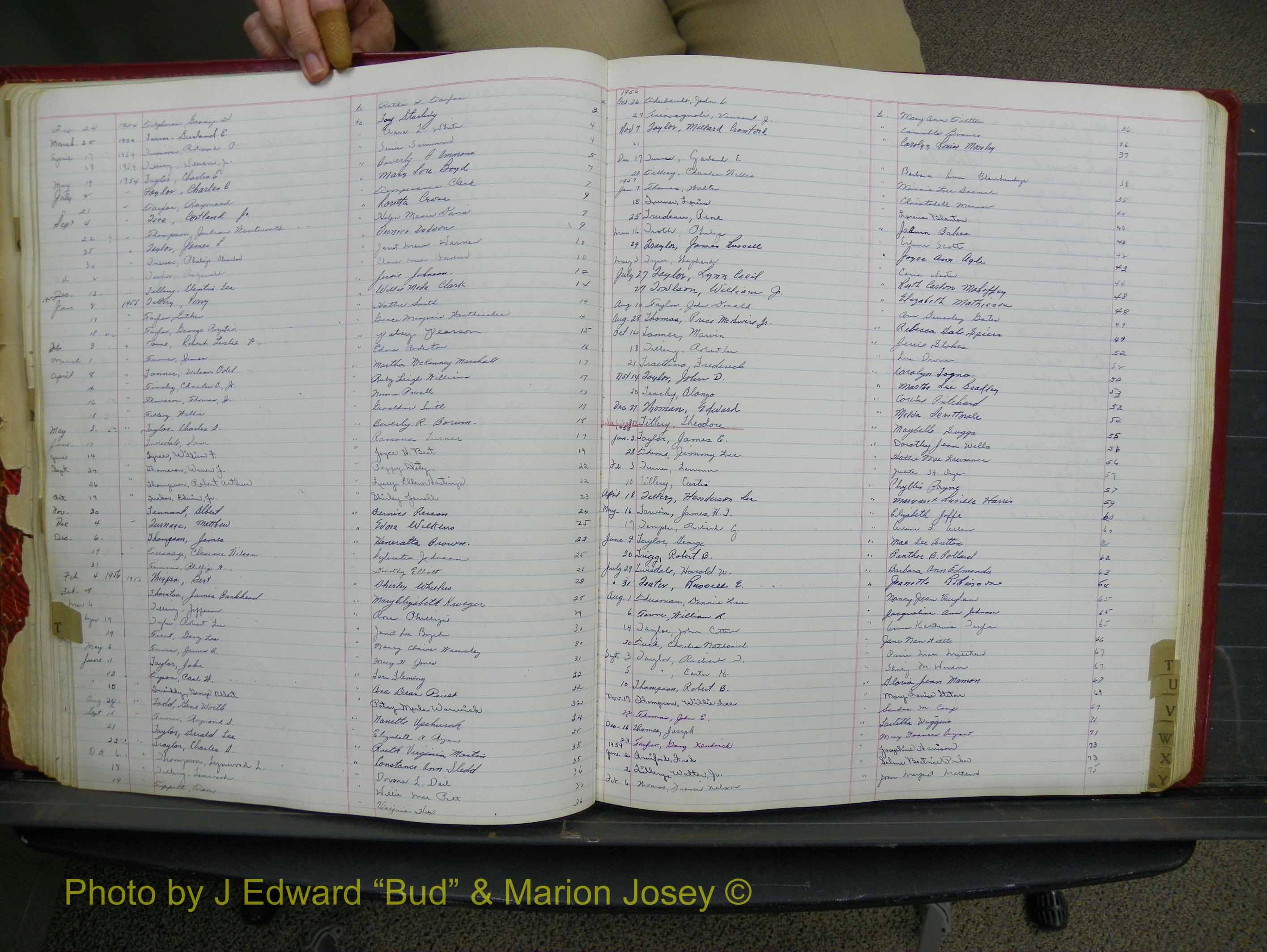 Halifax Marriage Book 14, 1954-1960  Index T.JPG