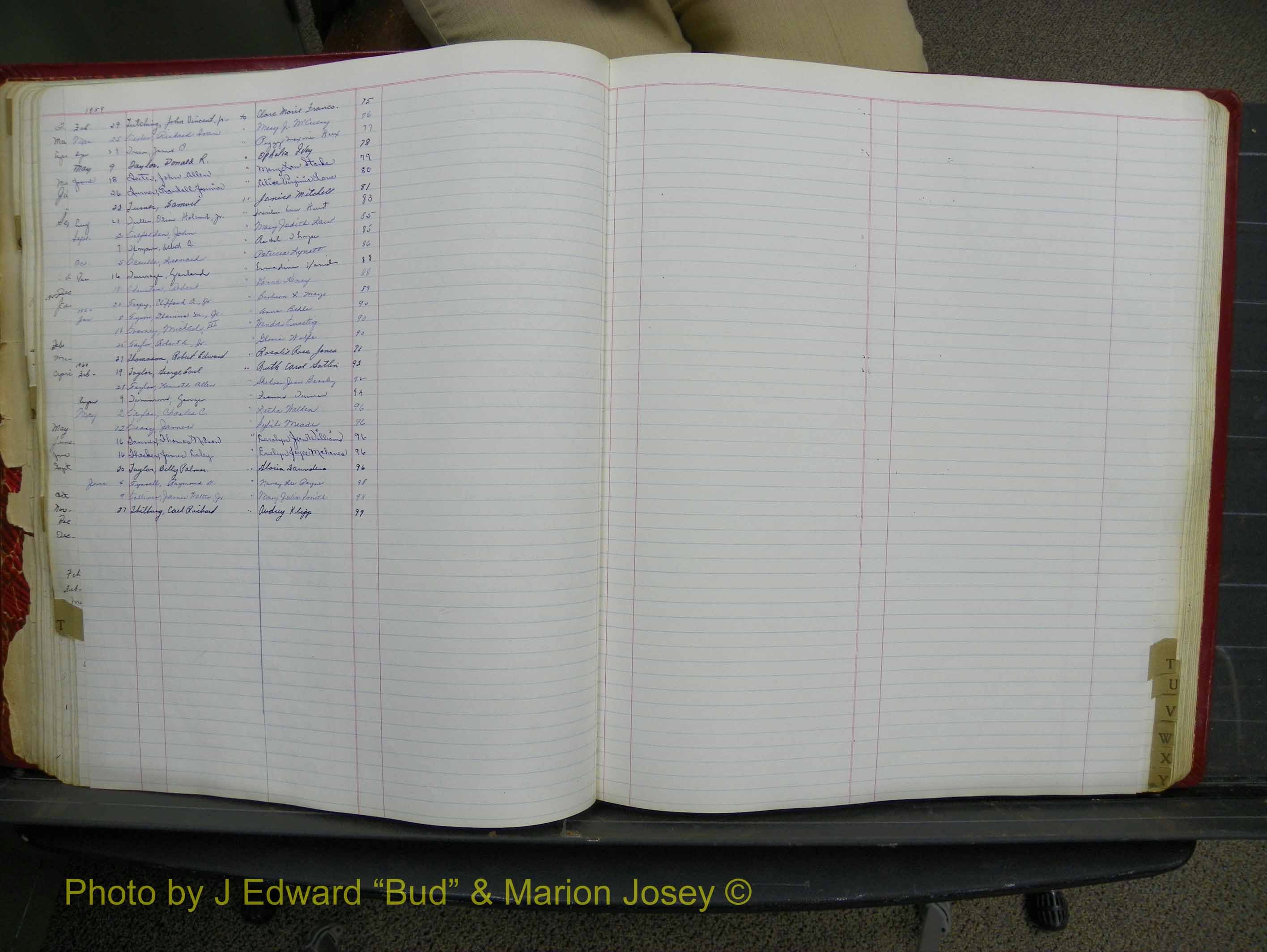 Halifax Marriage Book 14, 1954-1960  Index T2.JPG