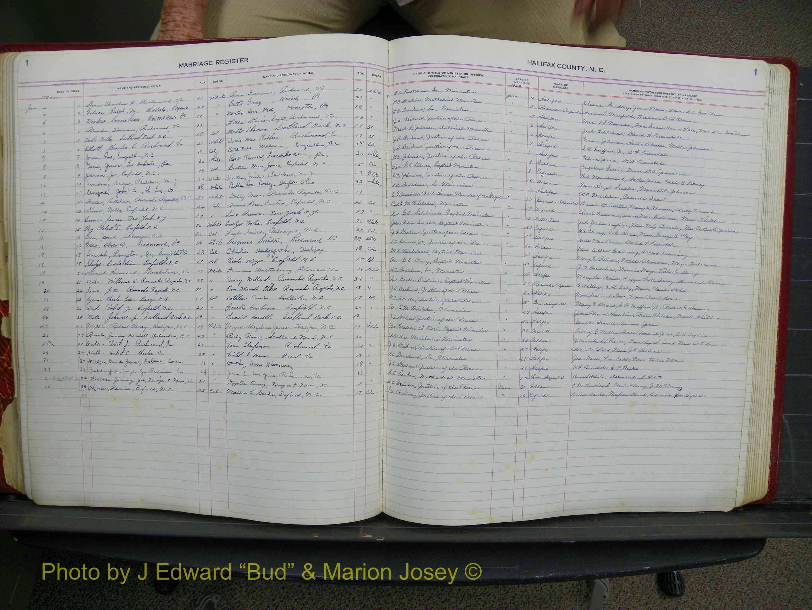 Halifax Marriage Book 14, 1954-1960  P 001.JPG