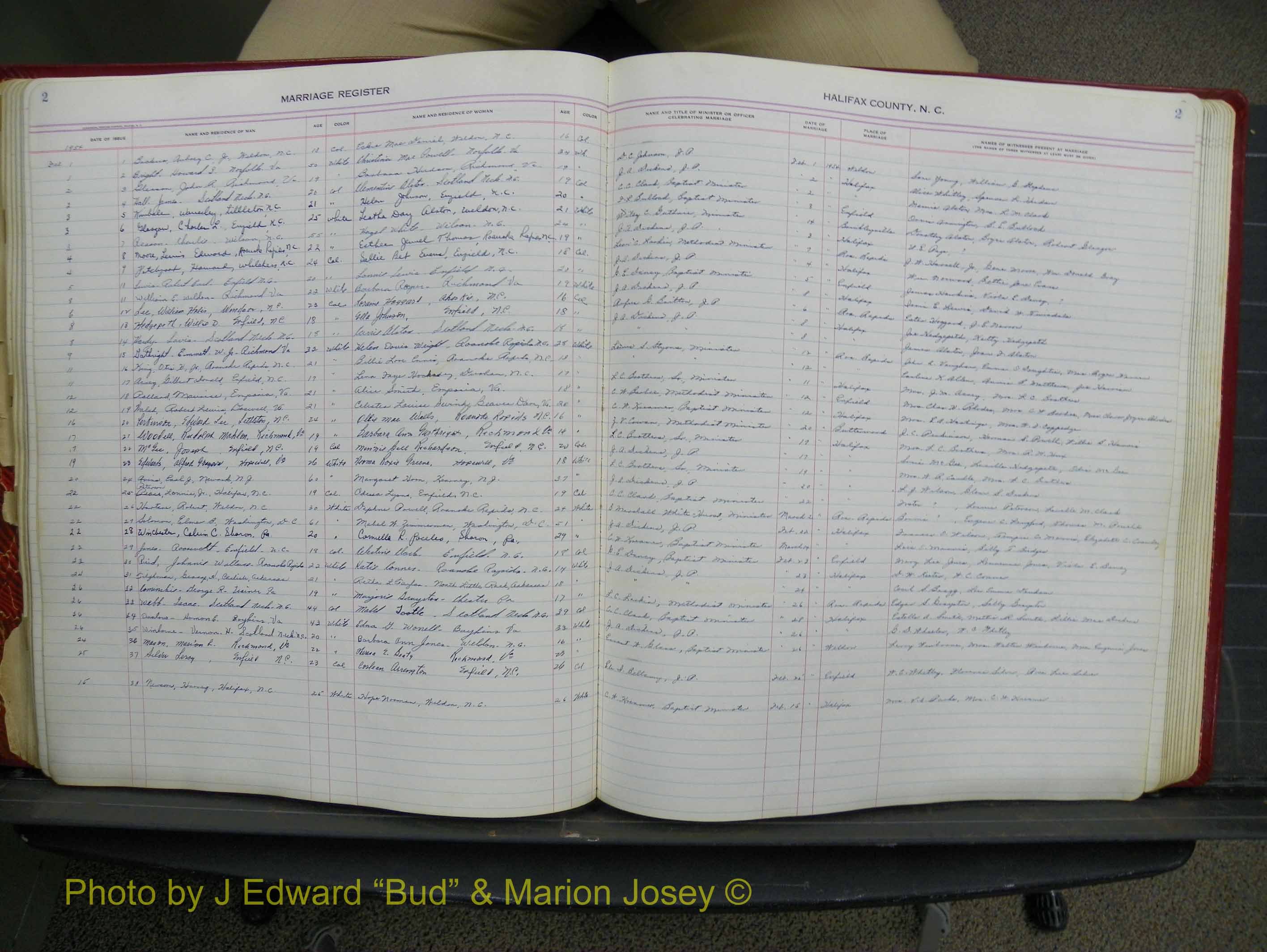 Halifax Marriage Book 14, 1954-1960  P 002.JPG
