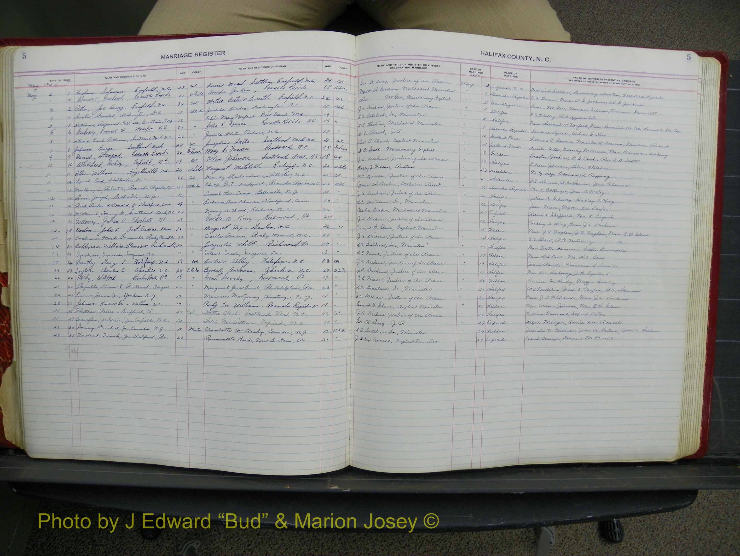 Halifax Marriage Book 14, 1954-1960  P 005.JPG