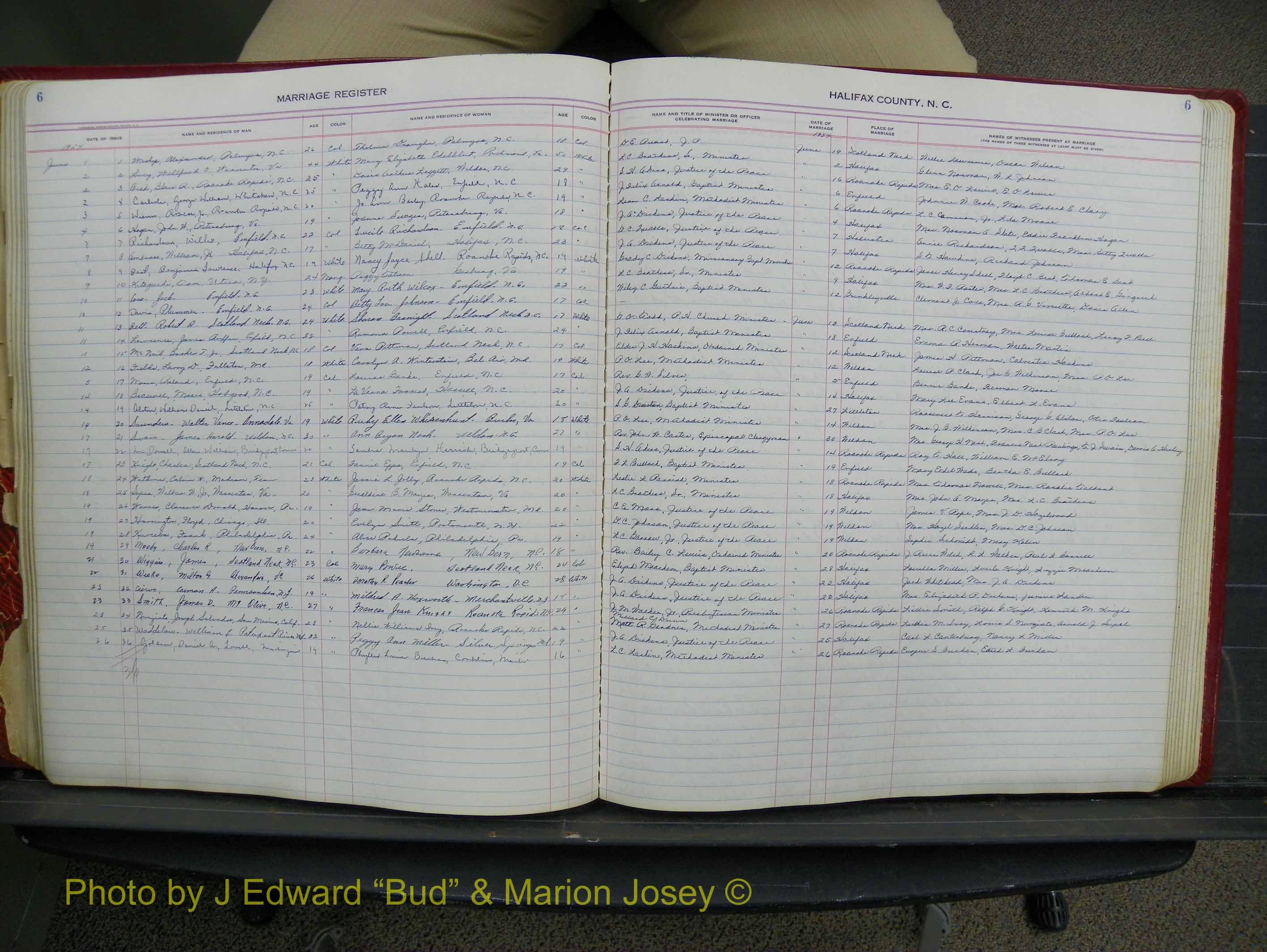 Halifax Marriage Book 14, 1954-1960  P 006.JPG