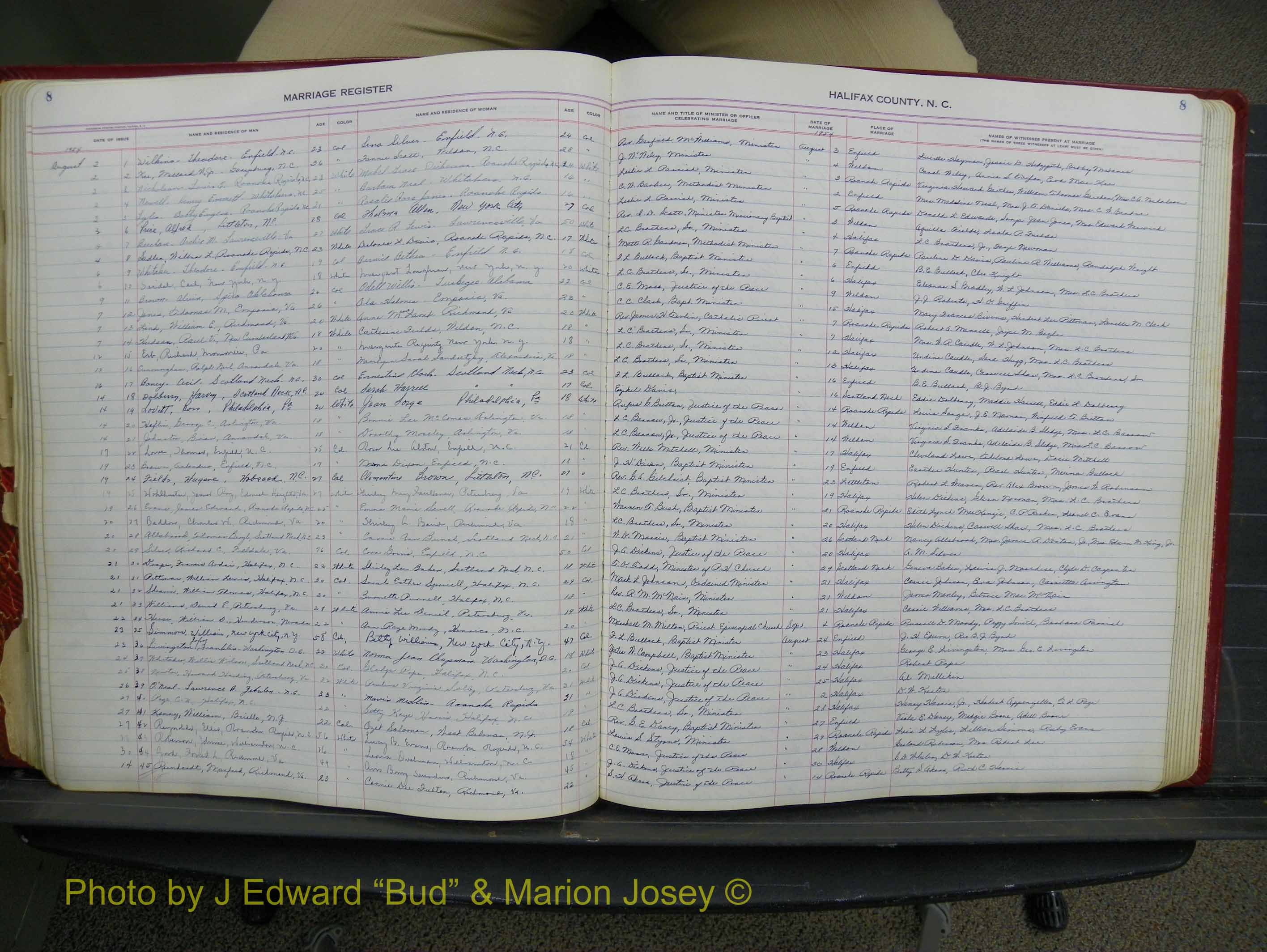 Halifax Marriage Book 14, 1954-1960  P 008.JPG