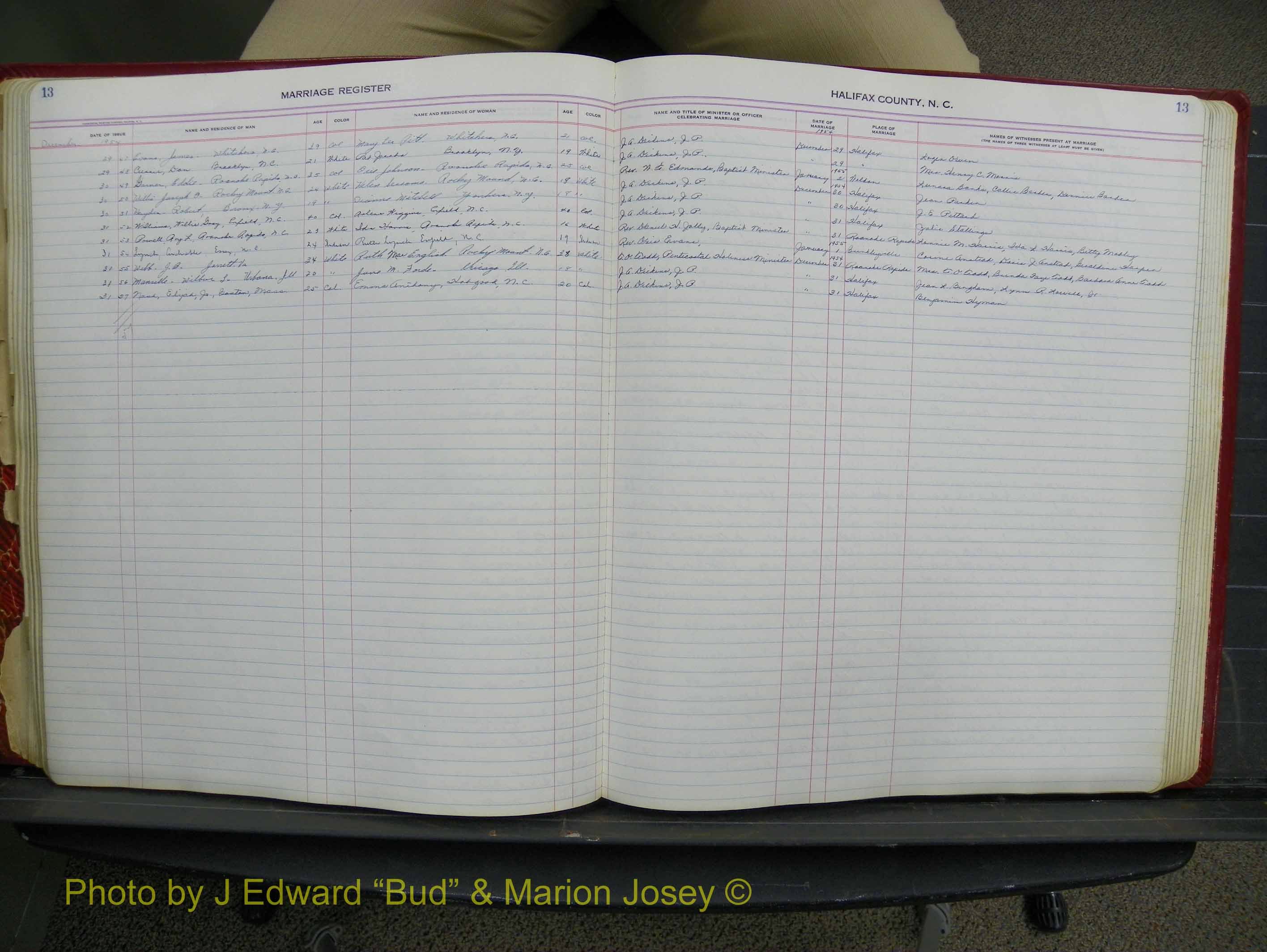 Halifax Marriage Book 14, 1954-1960  P 013.JPG